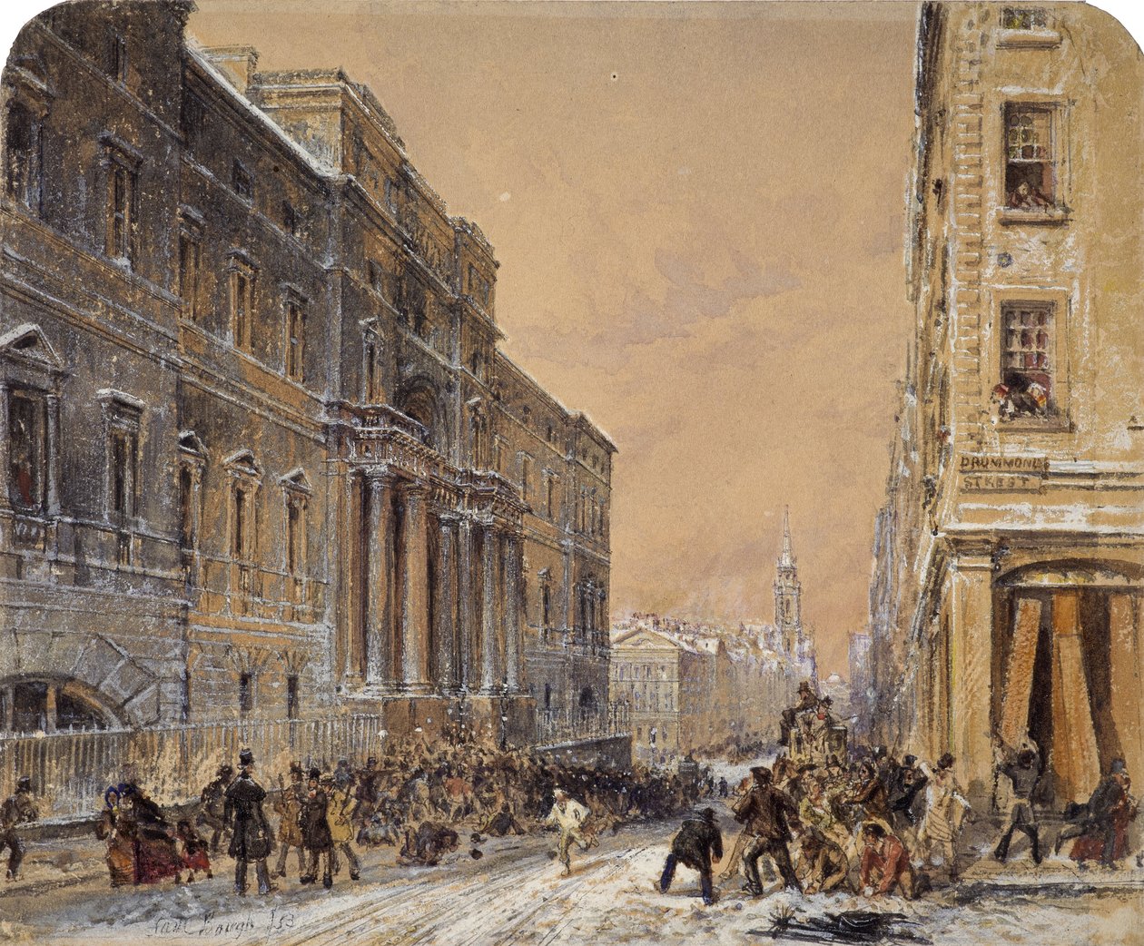 Hógolyózás az Edinburghi Egyetemen kívül alkotó: Samuel Bough