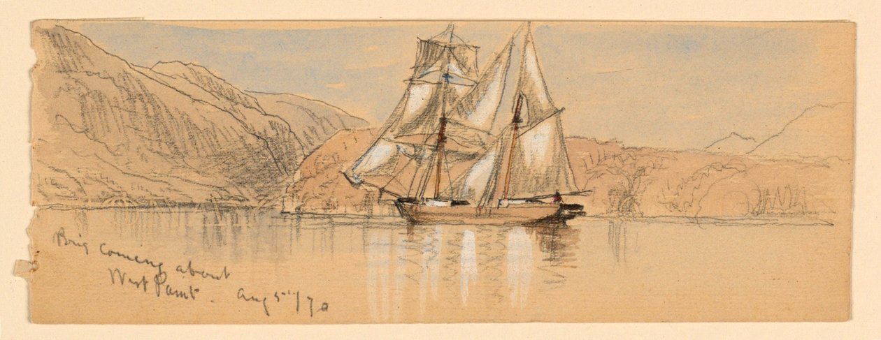 Brig jön, West Point alkotó: Samuel Colman