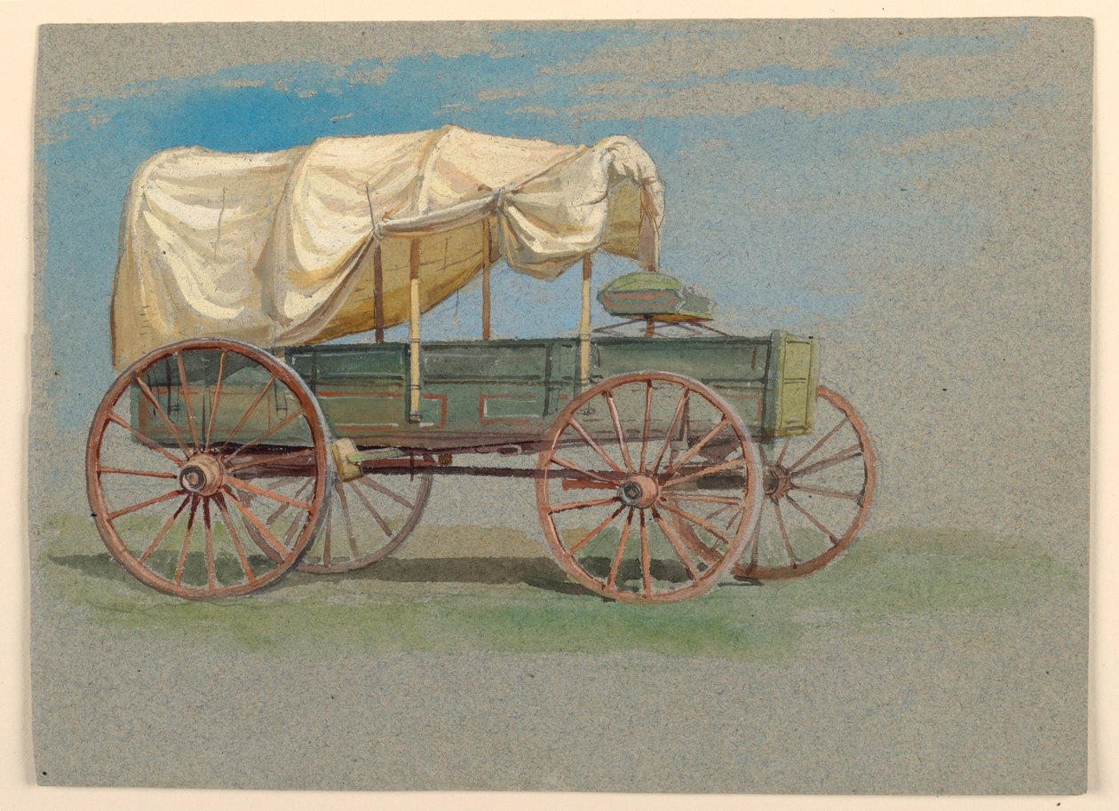 Rajz, Fedett szekér, 1870-80 alkotó: Samuel Colman
