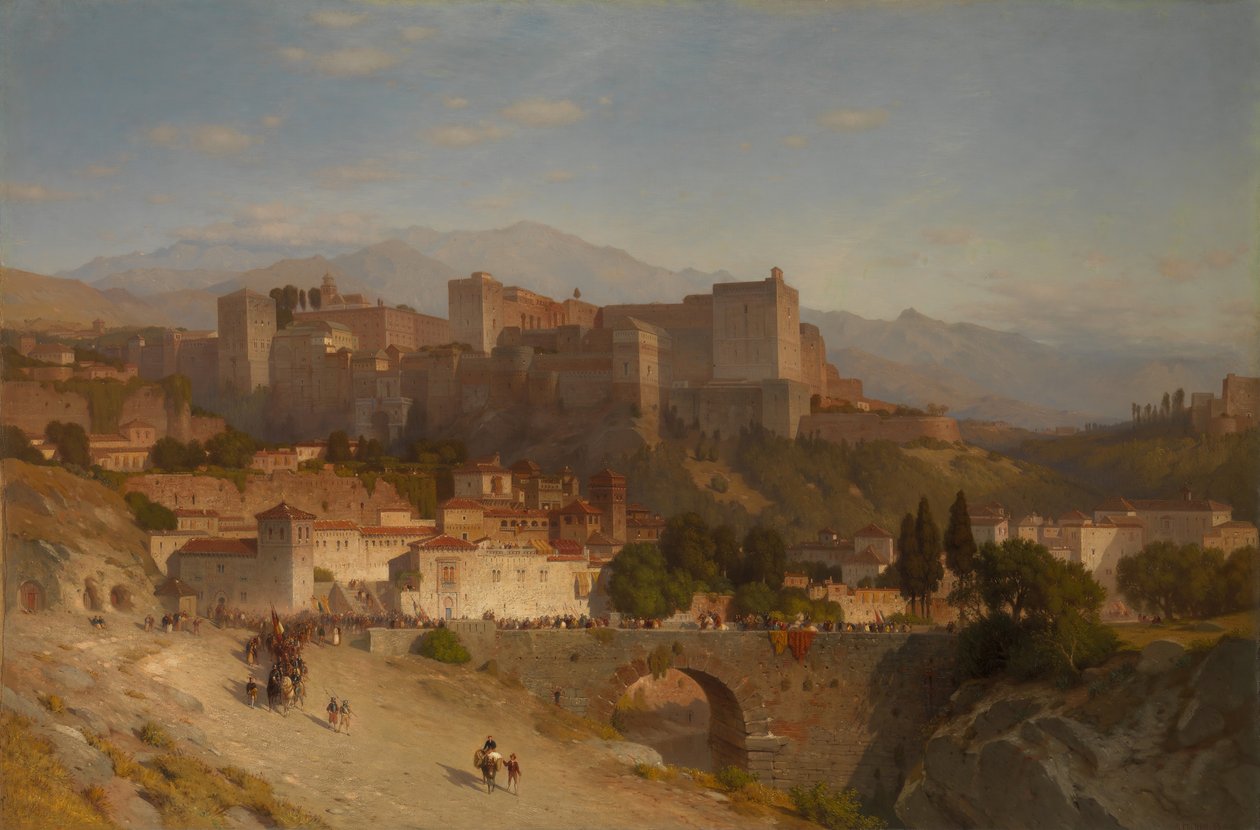 Az Alhambra dombja, Granada, 1865. alkotó: Samuel Colman