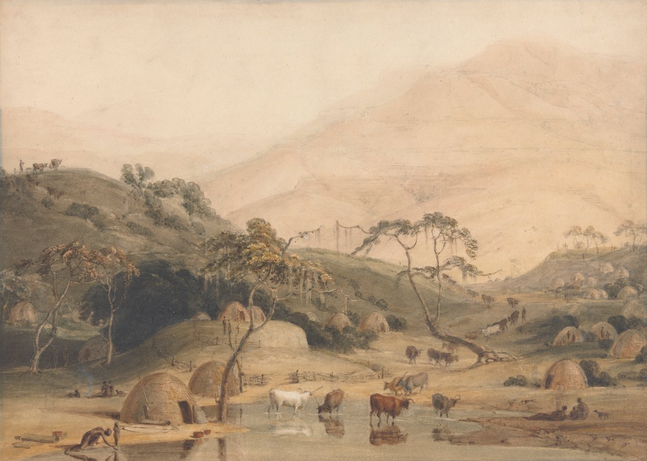 Egy kaffir falu alkotó: Samuel Daniell