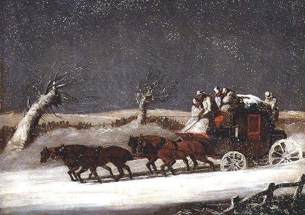 Postakocsi hótorlaszban alkotó: Samuel Henry Alken