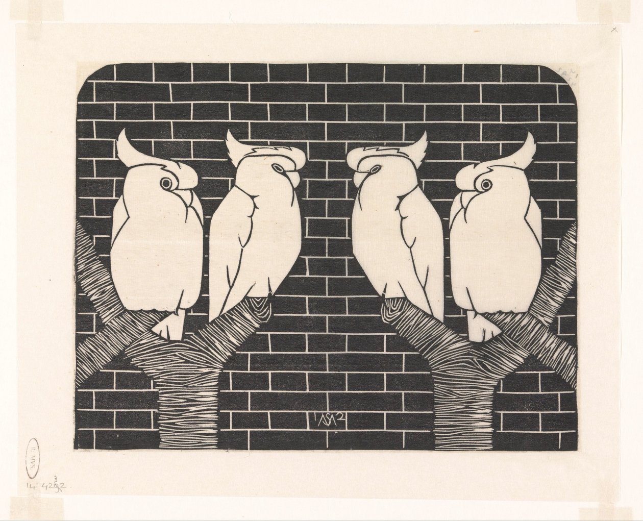 Négy koronás kakadu alkotó: Samuel Jessurun de Mesquita (signed by artist)