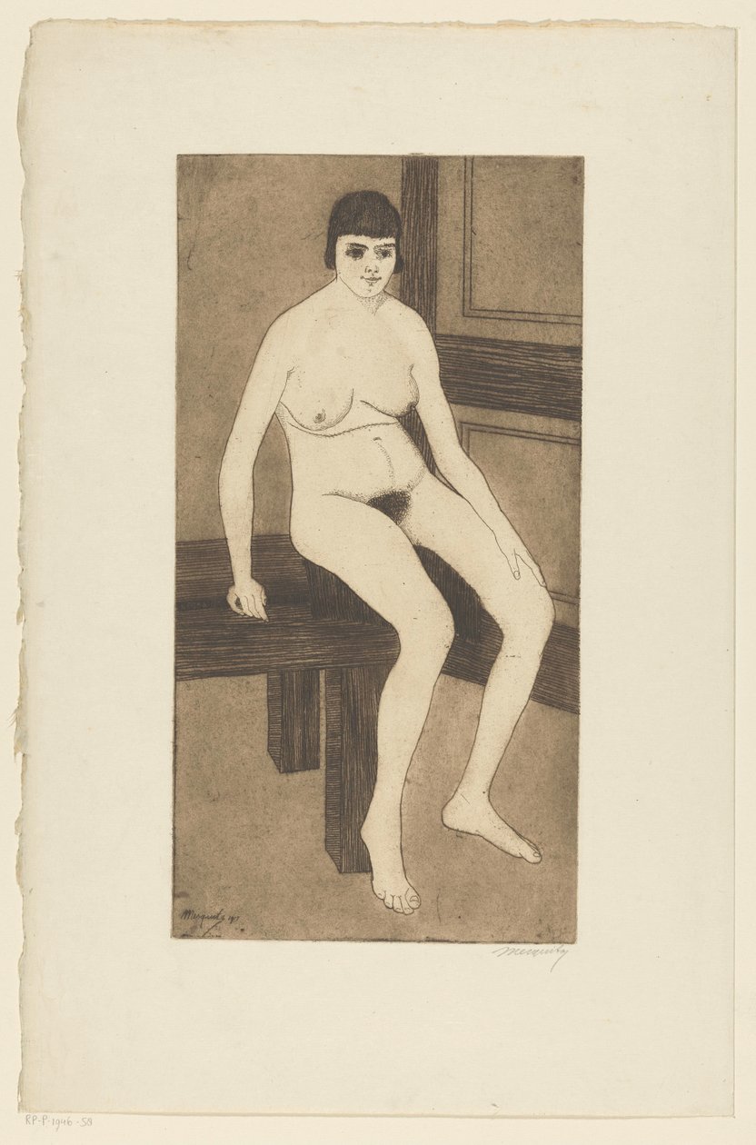 meztelenül ülve alkotó: Samuel Jessurun de Mesquita (signed by artist)