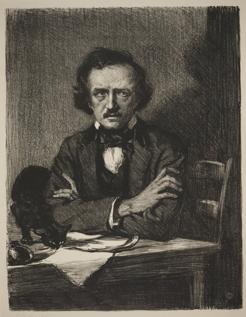 Edgar Allan Poe (litho) alkotó: Samuel Johnson Woolf