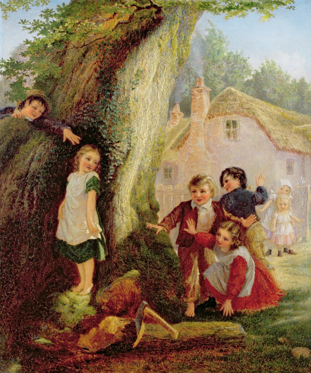Bújócska, 1869 olaj, vászon alkotó: Samuel McLoy