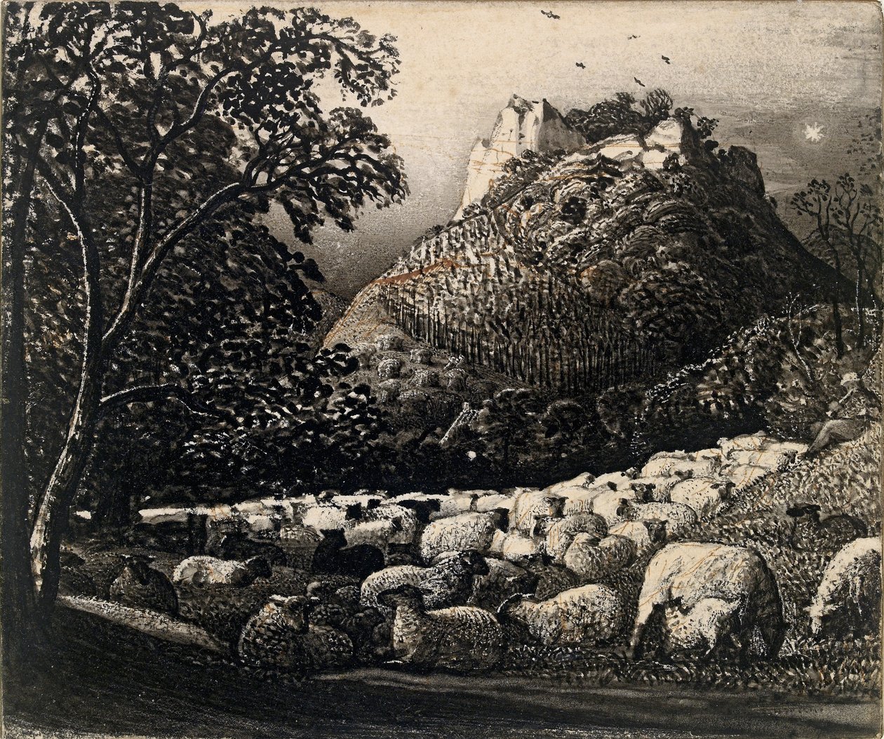 A nyáj és a csillag, c1831-1832 alkotó: Samuel Palmer