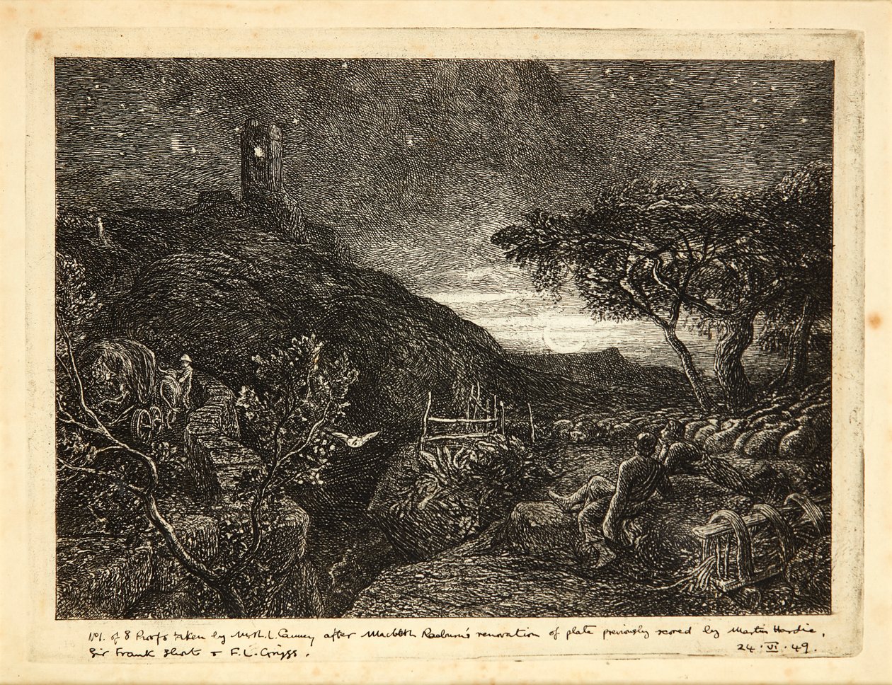 The Lonely Tower (rézkarc) alkotó: Samuel Palmer