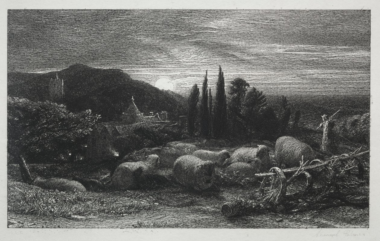 A felkelő hold, 1857. alkotó: Samuel Palmer