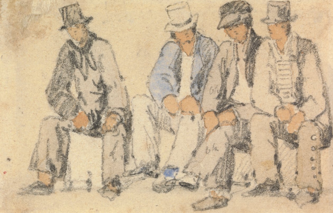 Négy ülő férfiak csoportja alkotó: Samuel Prout