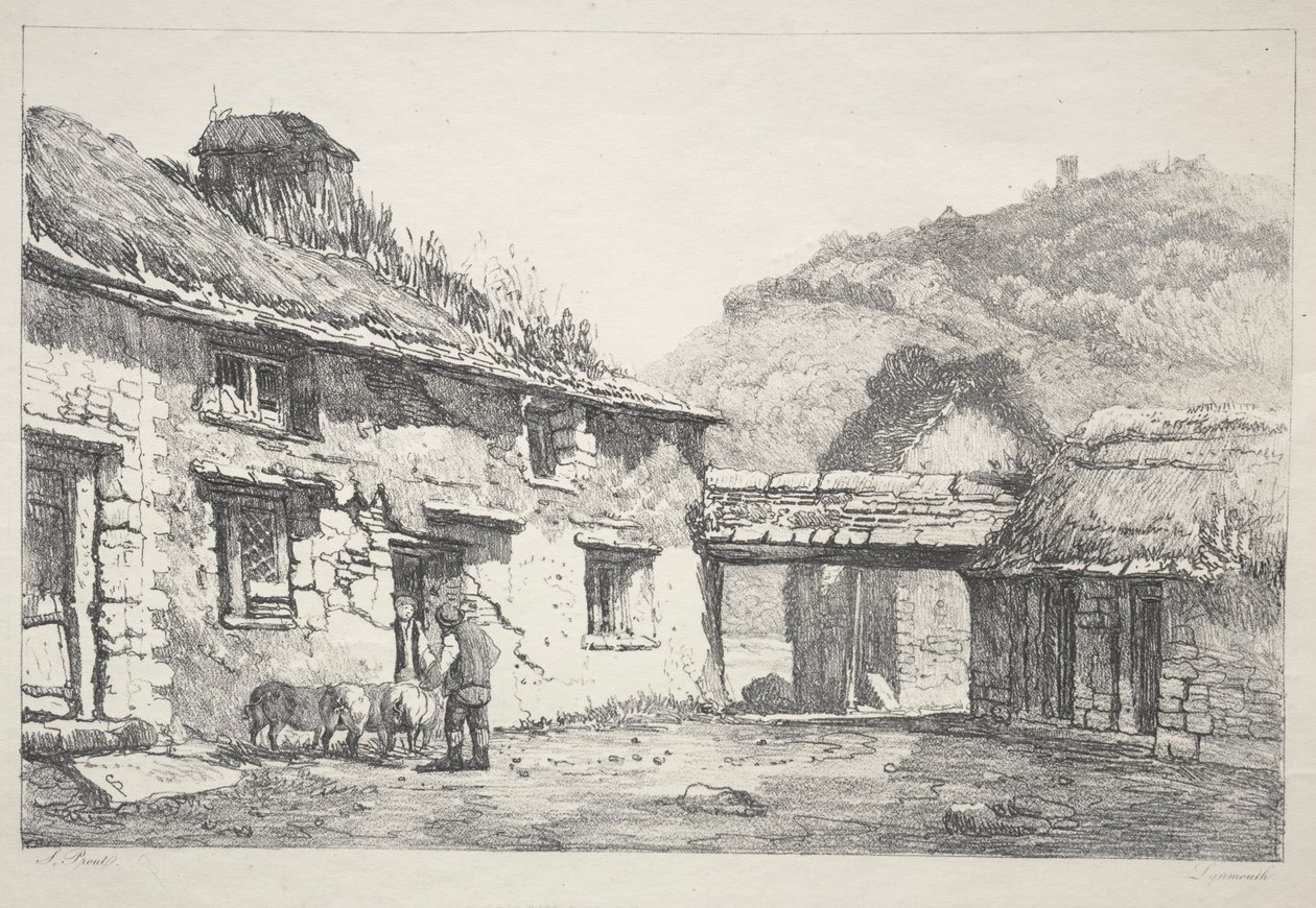 Lynmouth, 1819. alkotó: Samuel Prout