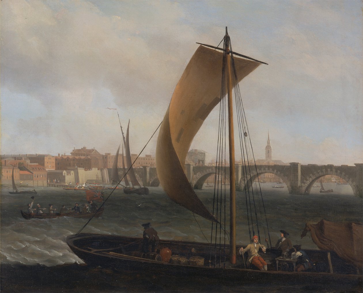 Kilátás a Temzére a Westminster híddal alkotó: Samuel Scott