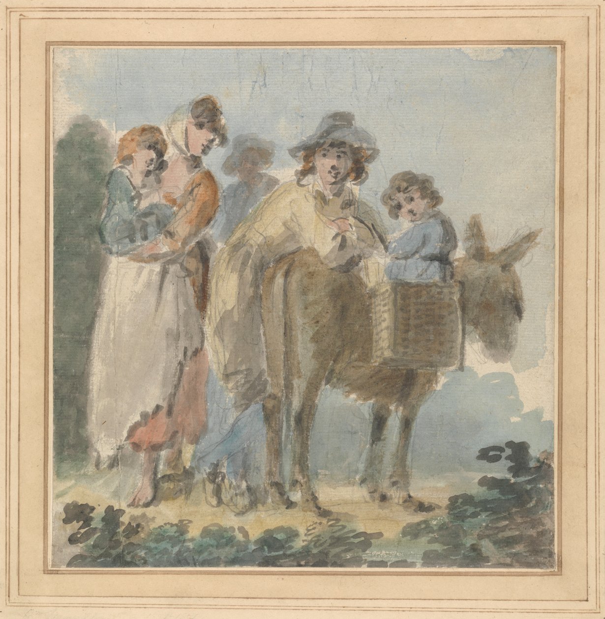 Parasztcsalád szamárral alkotó: Samuel Shelley