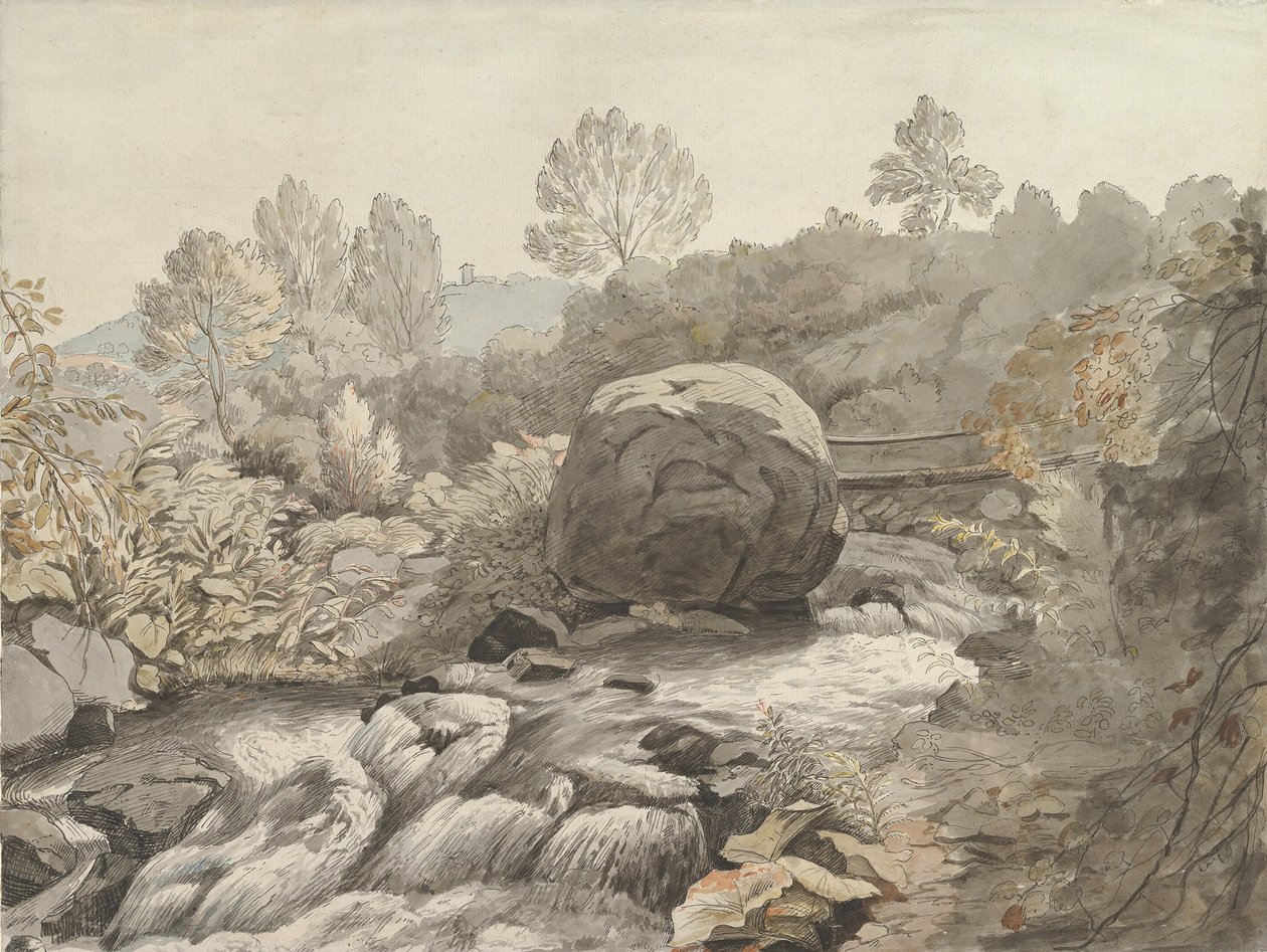 A Rocky Stream, Olaszország, kb. 1786-91. alkotó: Samuel Woodforde