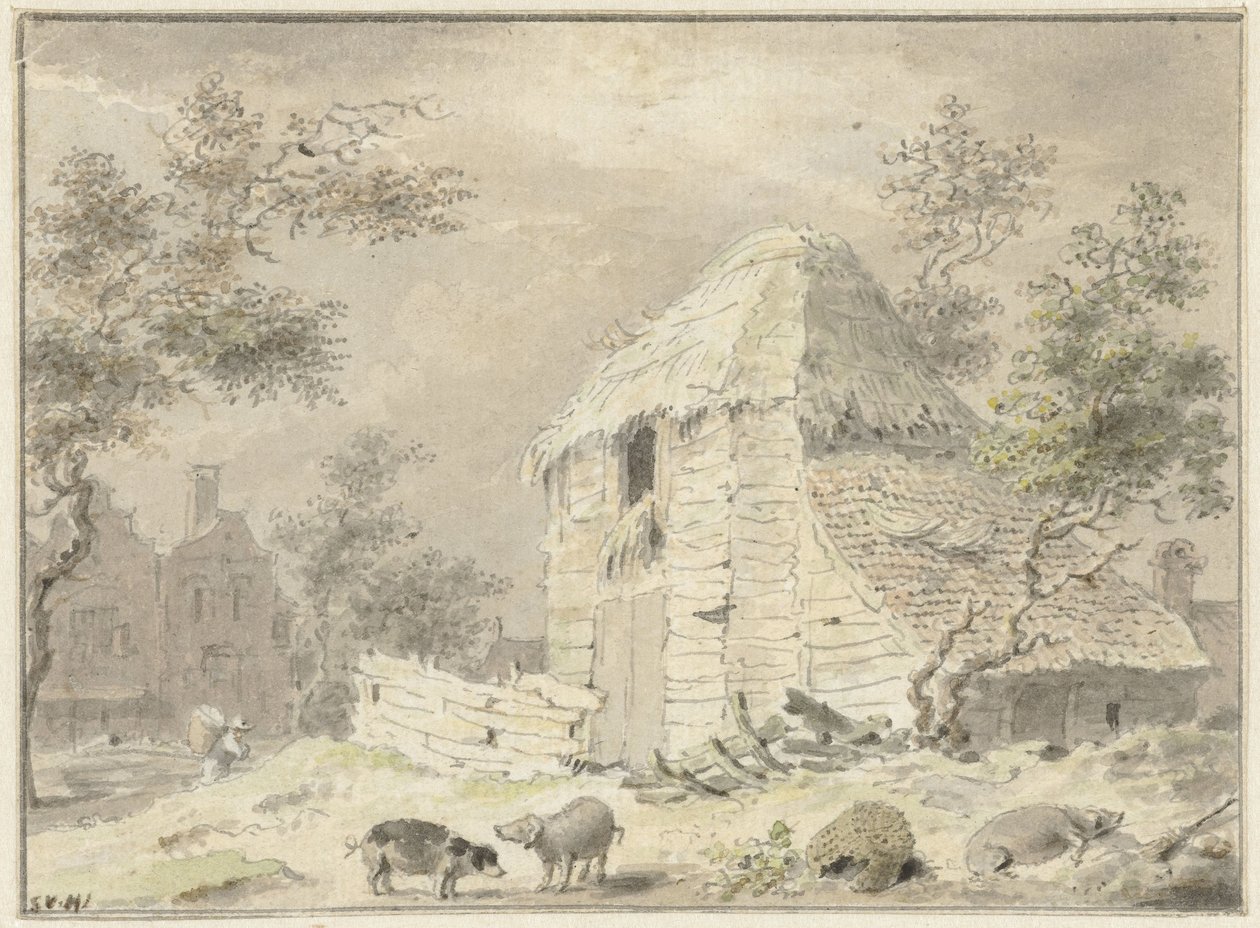 Farm istálló néhány disznóval alkotó: Samuel van Huls (possibly)