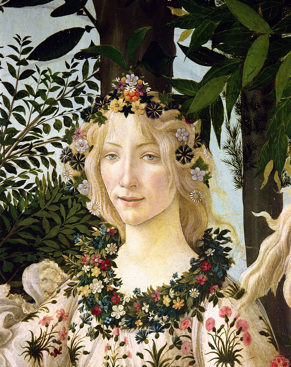 Flóra, részlet a Primavera című festményből, 1478 körül (tempera, tábla) alkotó: Sandro Botticelli