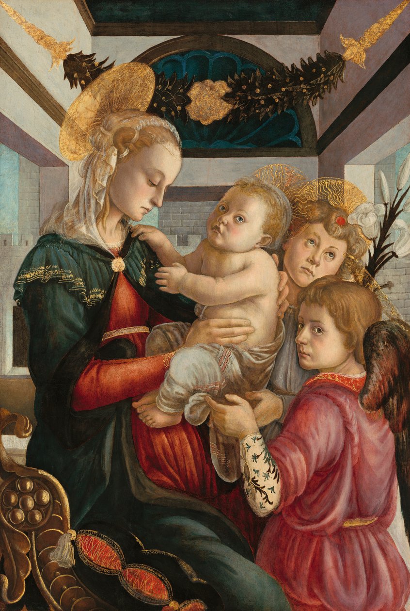 Madonna és gyermeke két angyallal alkotó: Sandro Botticelli