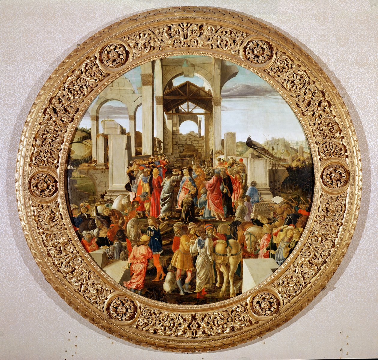The Adoration of the Kings, 1470-75 körül (tempera a panelen) (a részletekért lásd: 186450-186451) alkotó: Sandro Botticelli