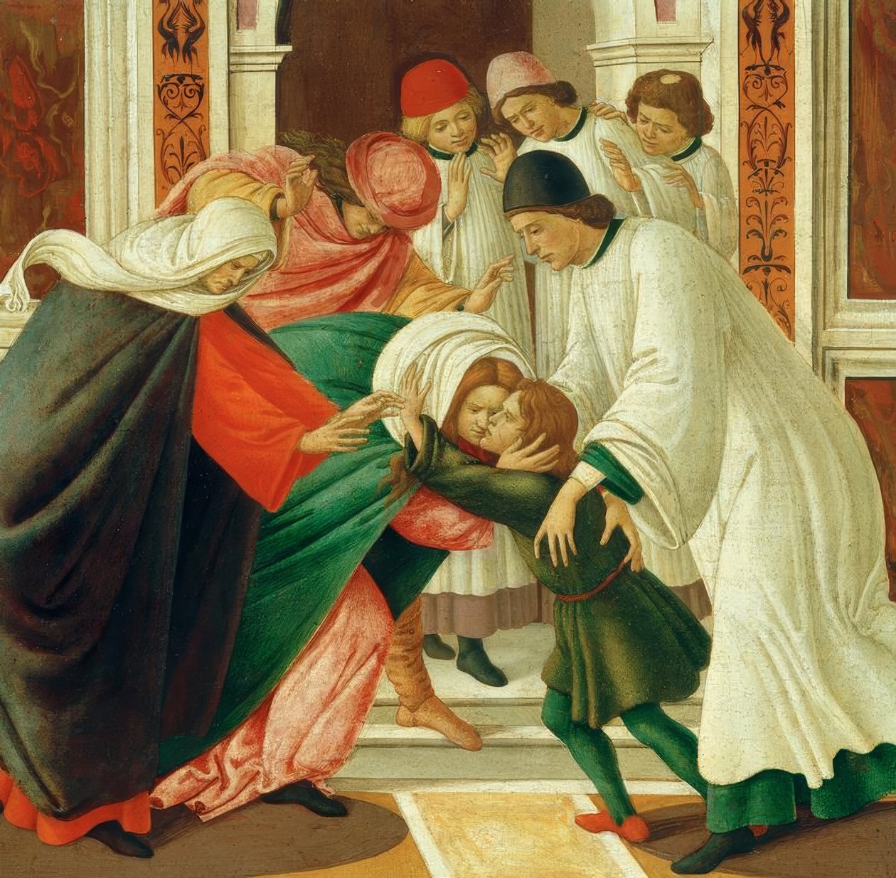 Élő és. Csodák d. Utca. Zenobius (halottakat támaszt fel) alkotó: Sandro Botticelli