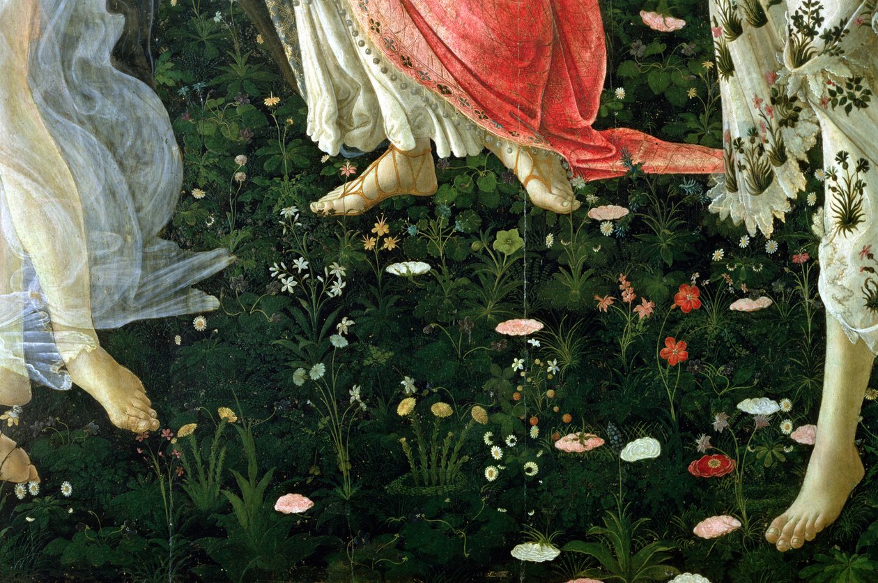 Primavera: virágtempera részlet a panelen alkotó: Sandro Botticelli