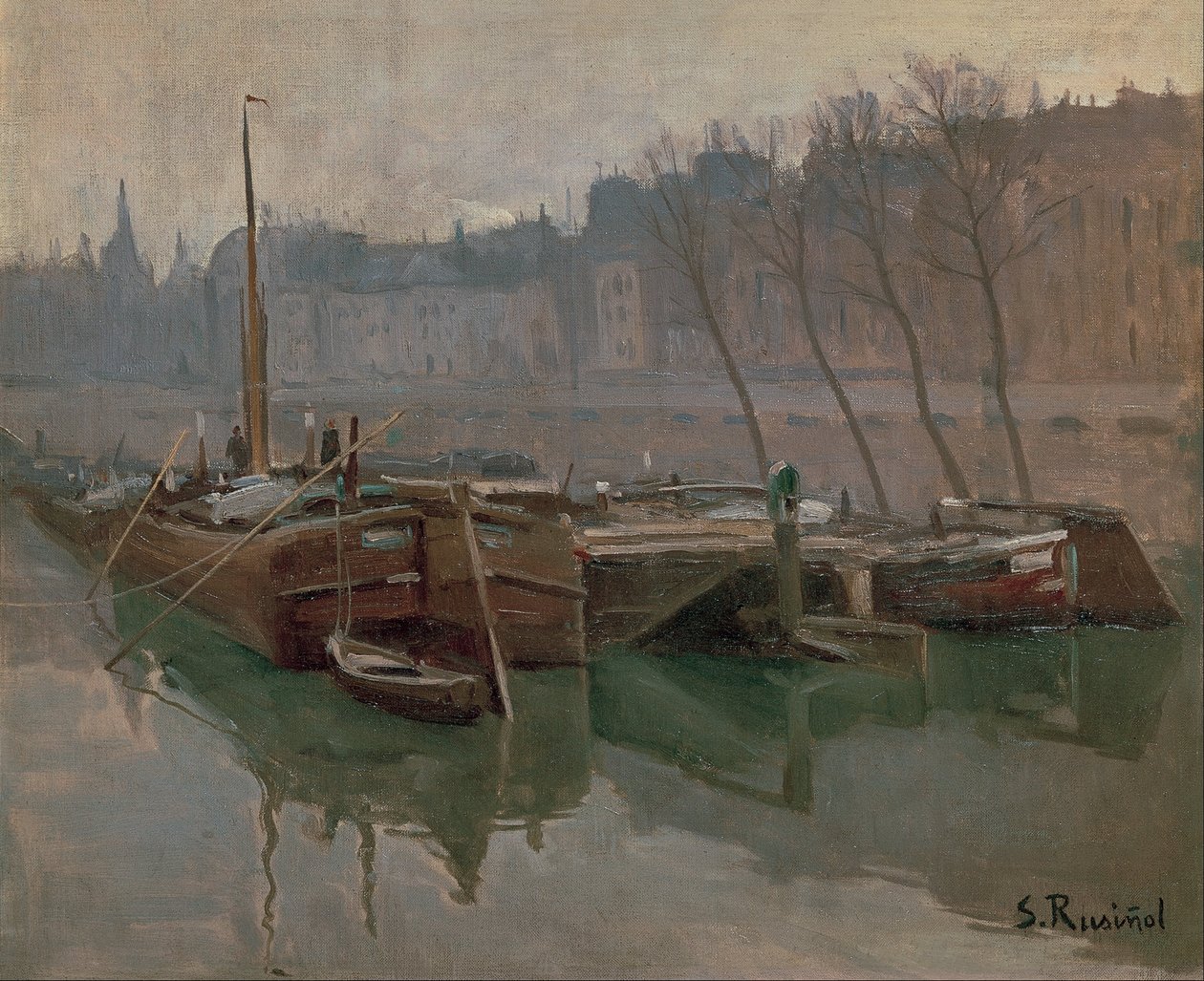 Hajók a Szajnán alkotó: Santiago Rusiñol