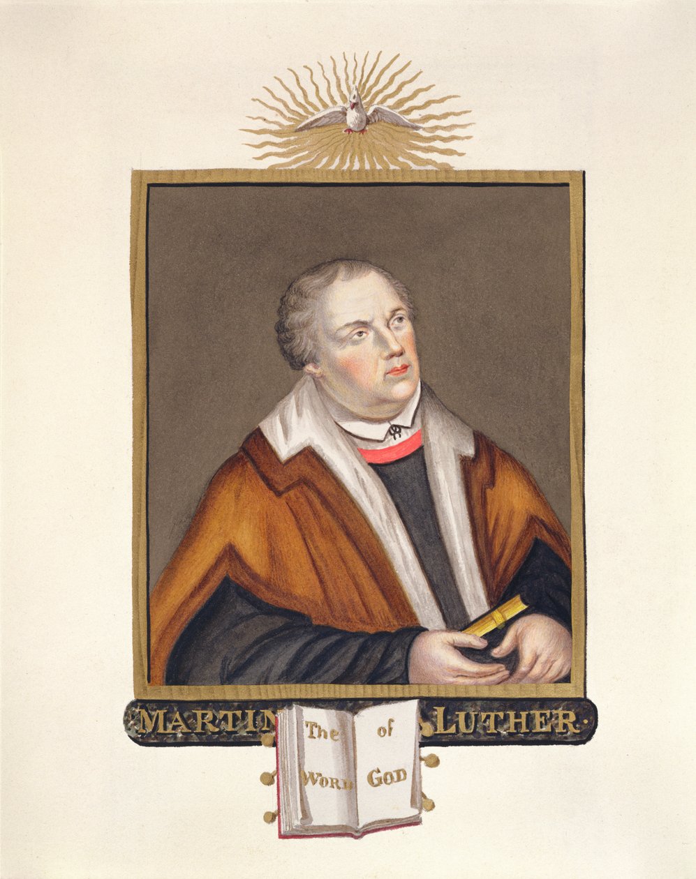 Luther Márton (1483-1546) portréja az Erzsébet királynő udvarának emlékirataiból, 1825-ben (wc és gouache papíron) alkotó: Sarah Countess of Essex