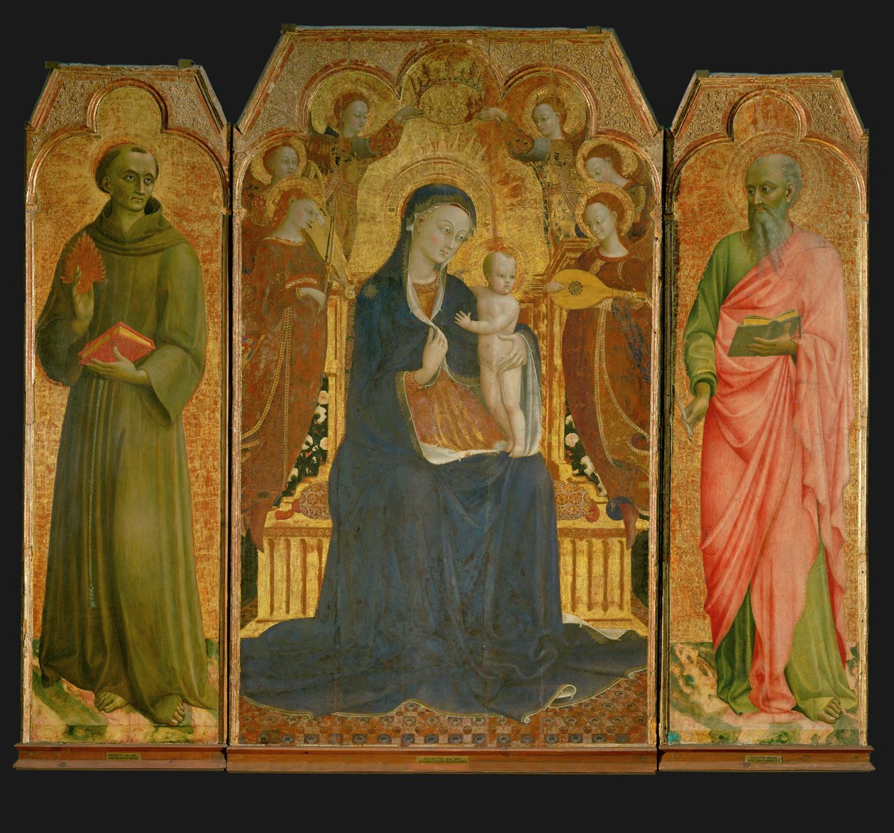 Poliptichon. Középen: Madonna és gyermeke körül ... alkotó: Sassetta (c.1392 1450)