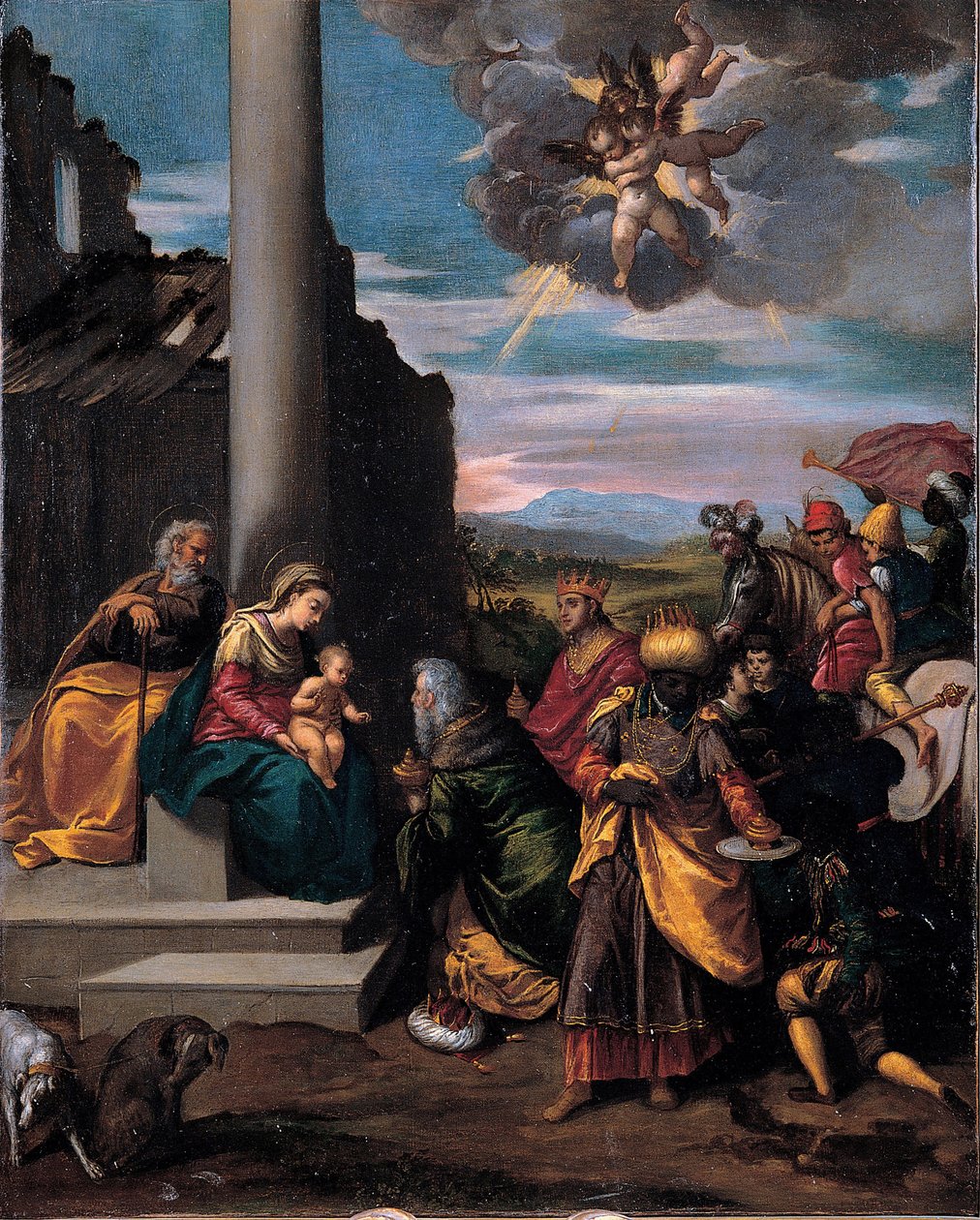 A mágusok imádása, 1575-1580 alkotó: Sigismondo Scarsellino