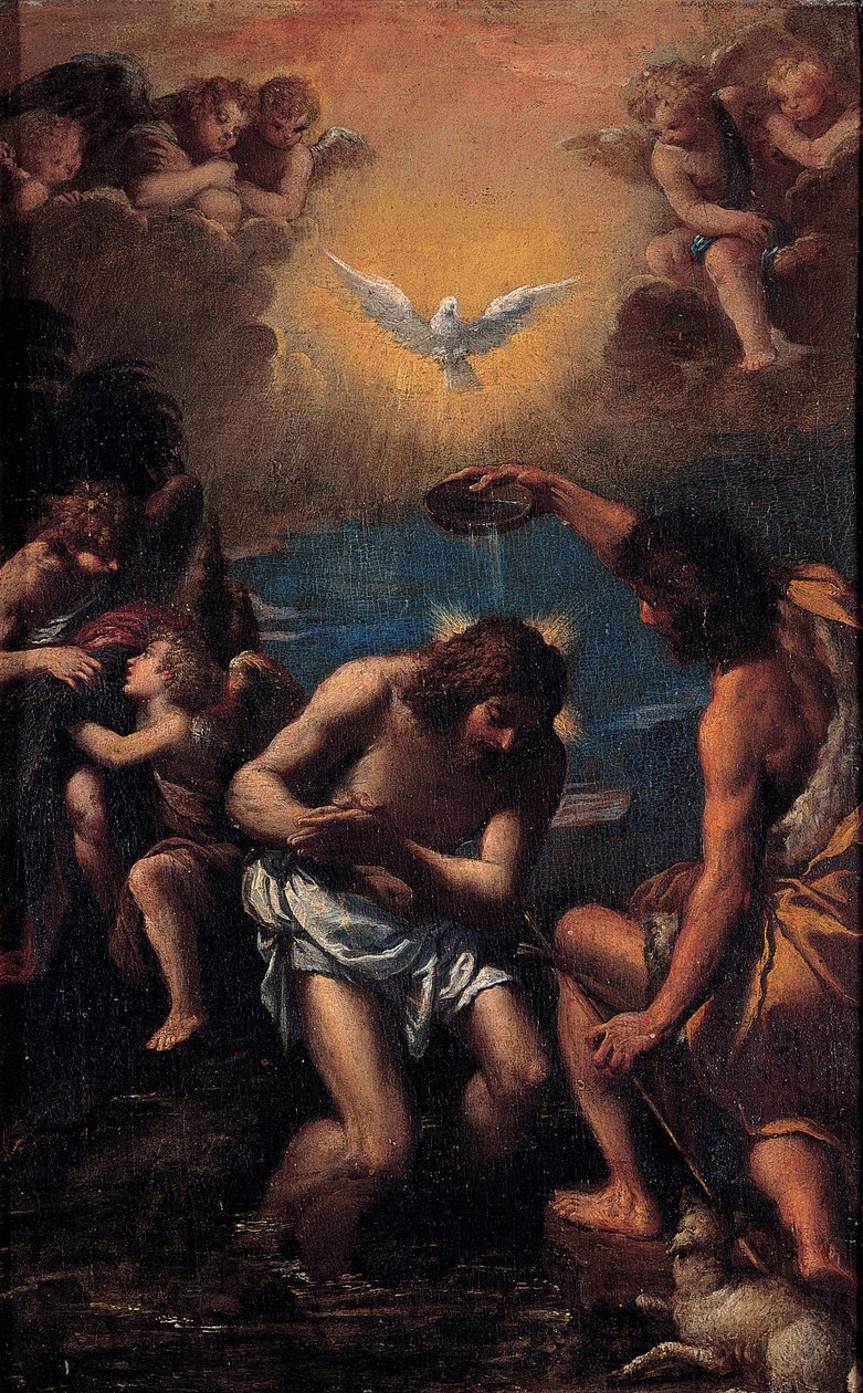 Krisztus megkeresztelkedése, 1585-1590 alkotó: Sigismondo Scarsellino