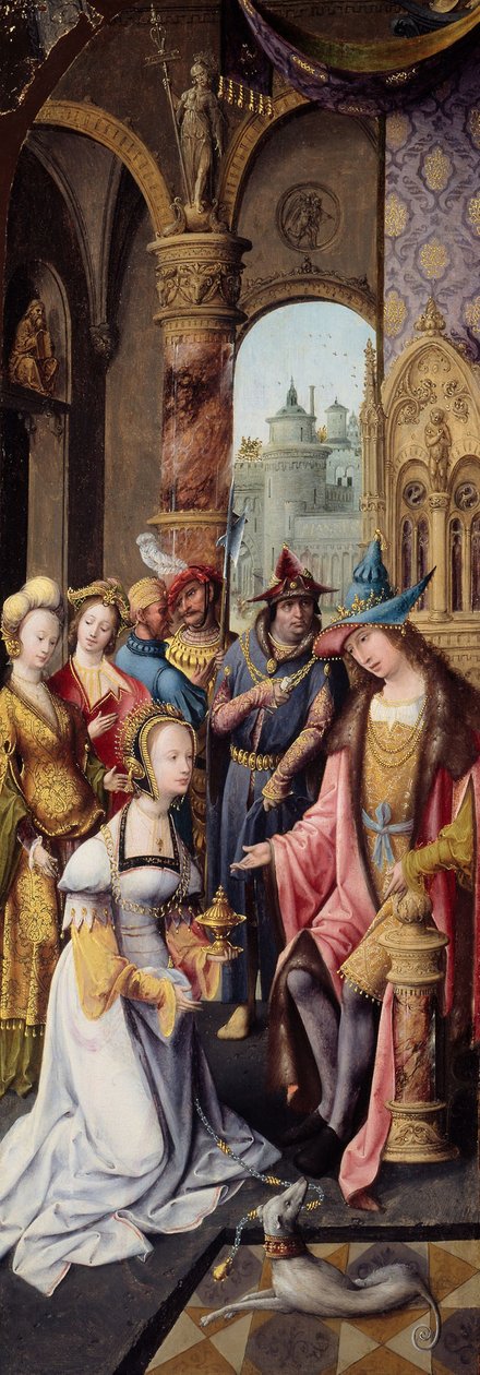 Salamon király Sába királynőjét fogadja alkotó: School Antwerp