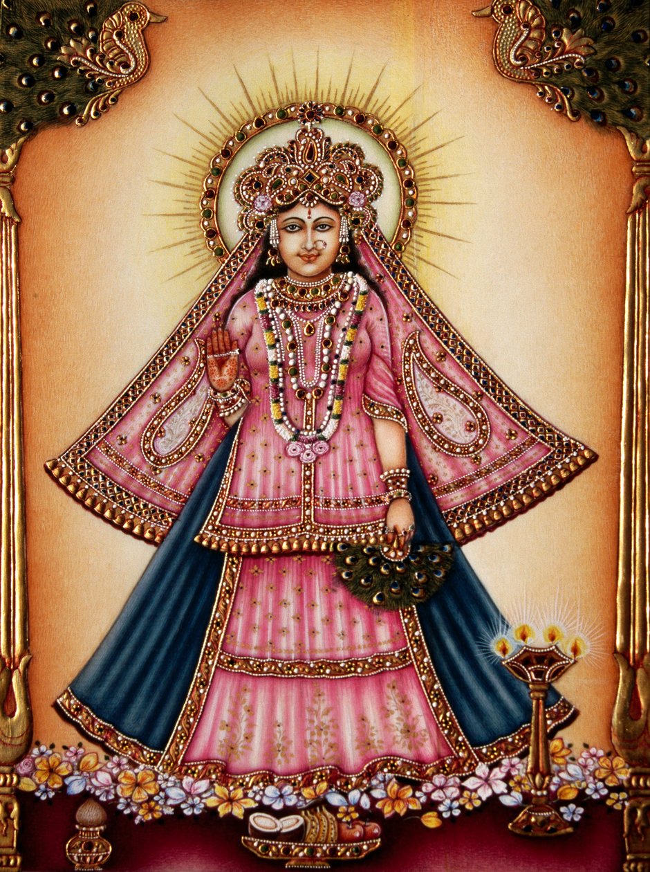 Radha Istennő miniatűr festmény elefántcsontra alkotó: School Indian