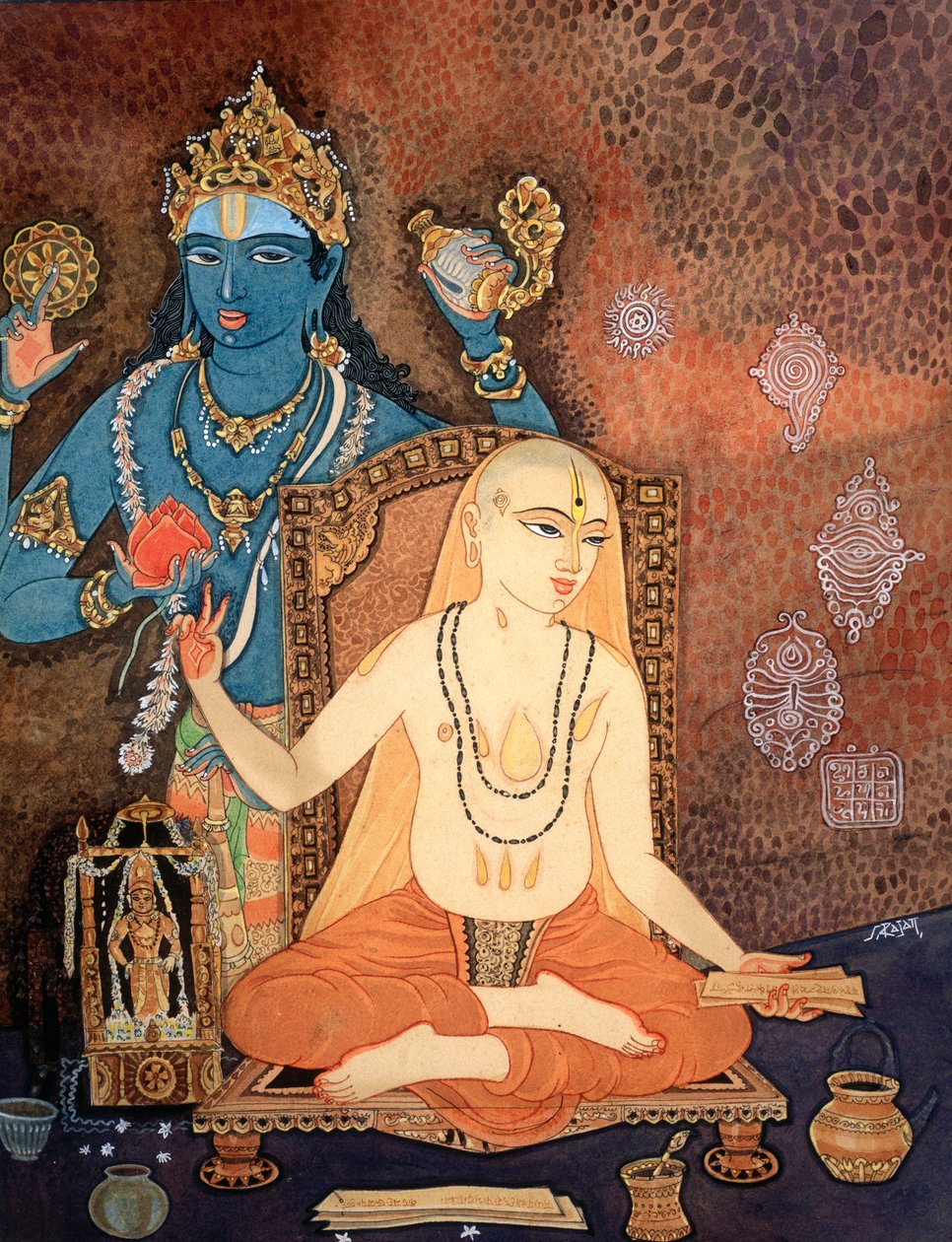 Hindu szerzetes (színes litográfia) alkotó: School Indian