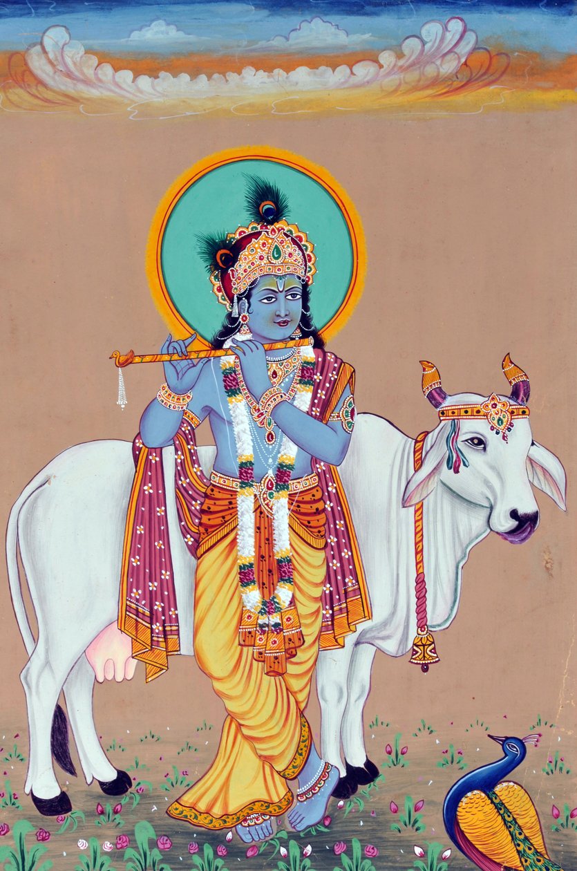 Krishna Isten miniatűr festménye alkotó: School Indian