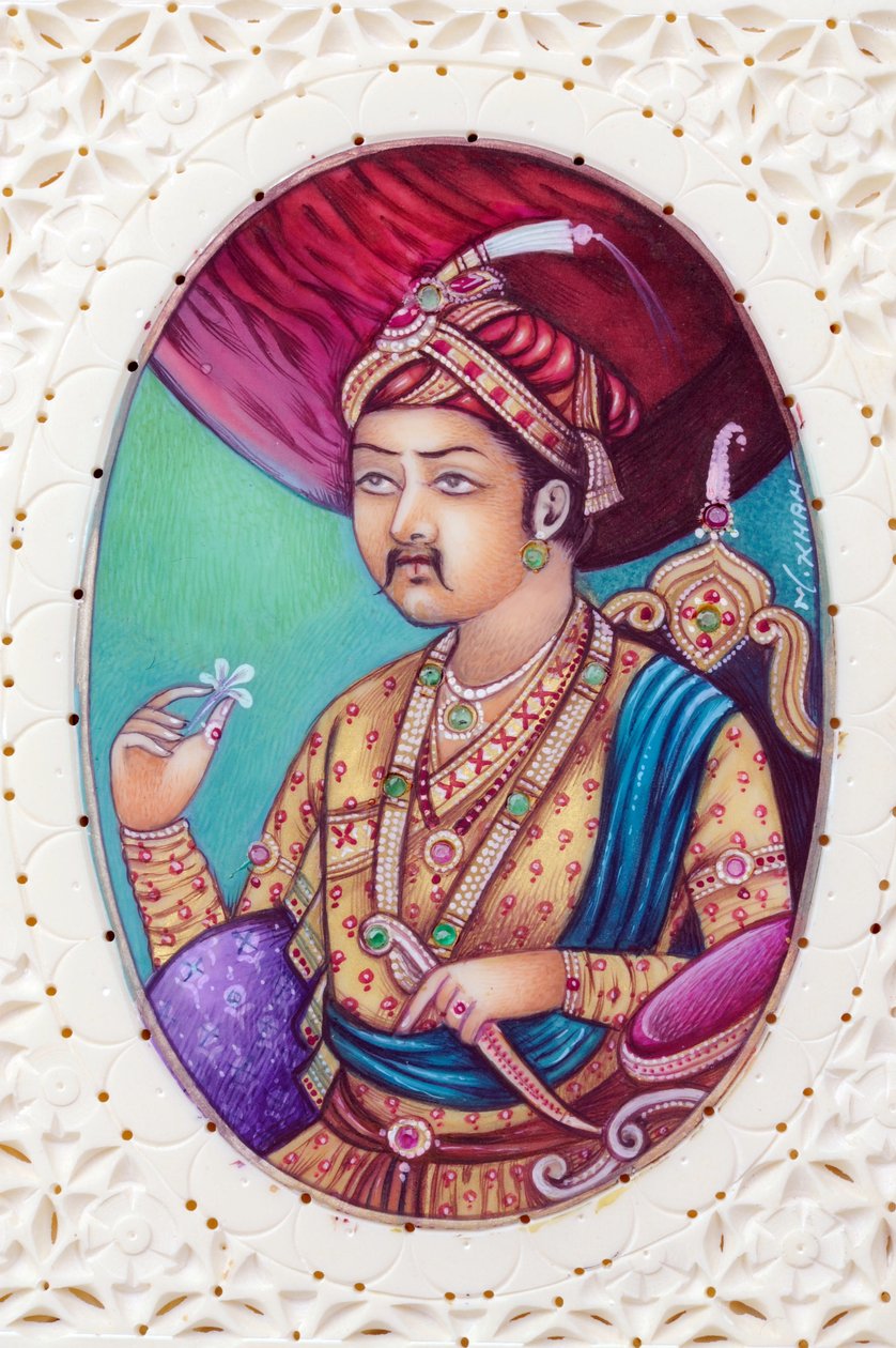Akbar mogul császár miniatűr festménye alkotó: School Indian