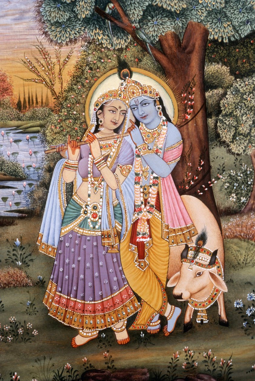 Rádhá Krsna miniatűr festményei alkotó: School Indian