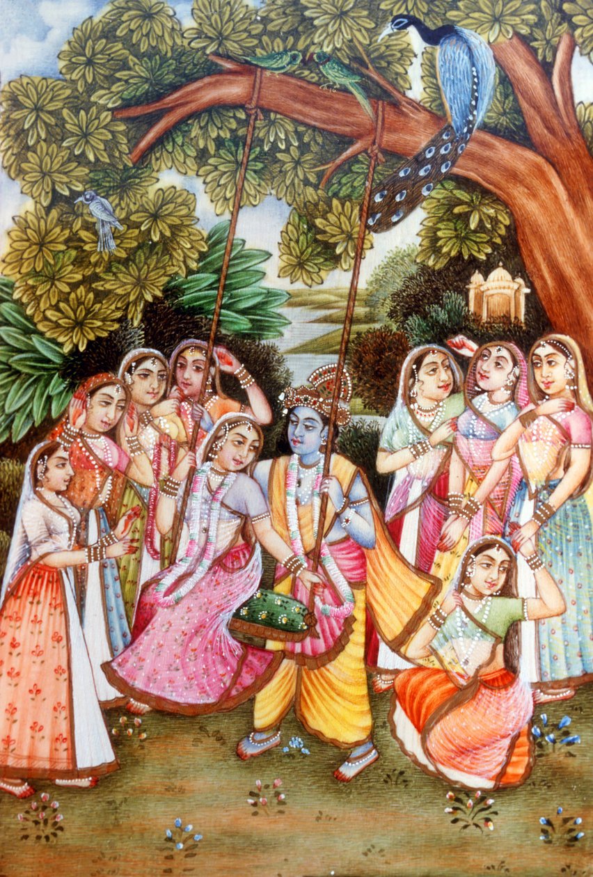 Radha Krishna miniatűr festmények alkotó: School Indian