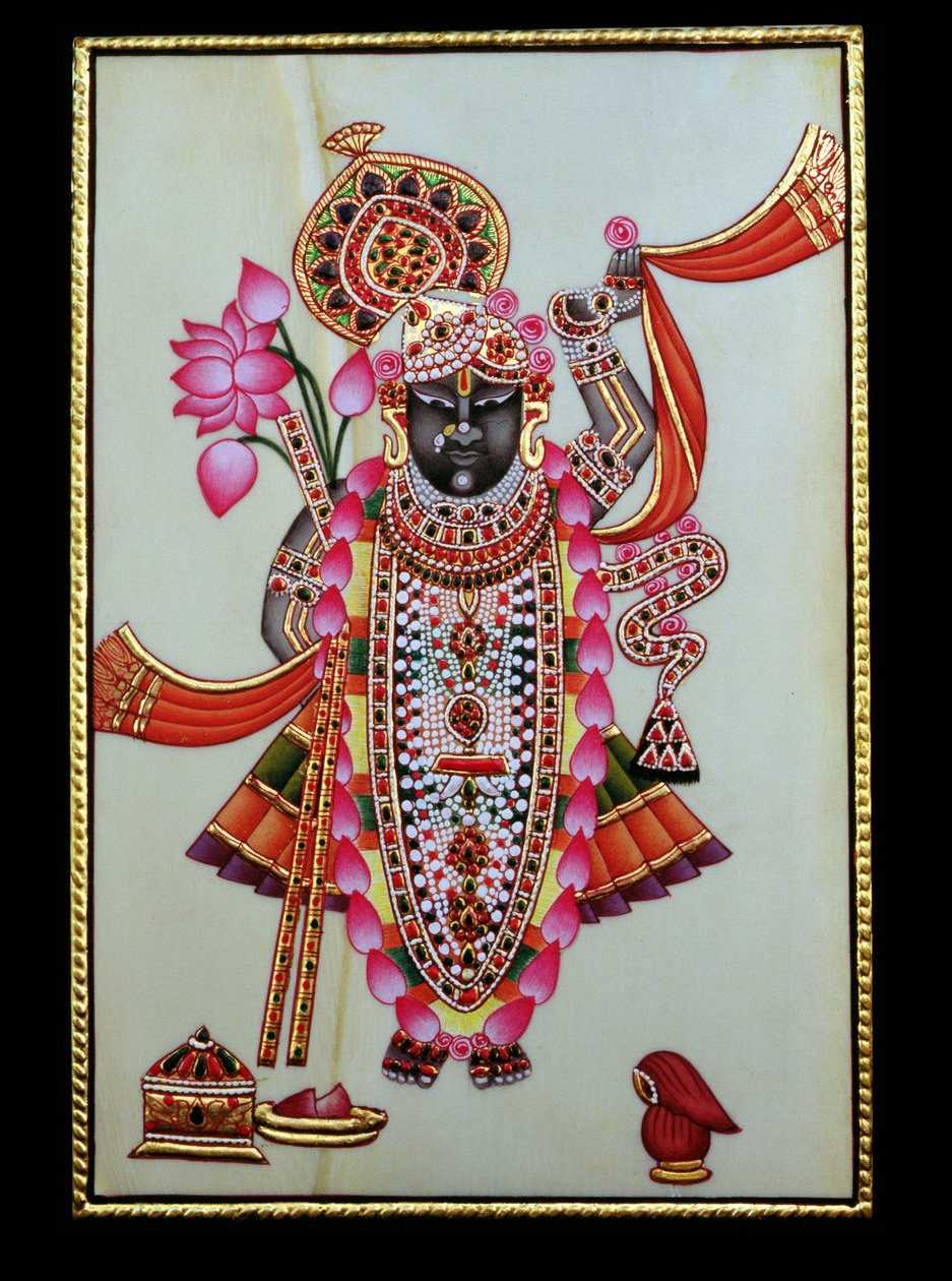 Shrinathji (Krishna) (festmény elefántcsontra) alkotó: School Indian