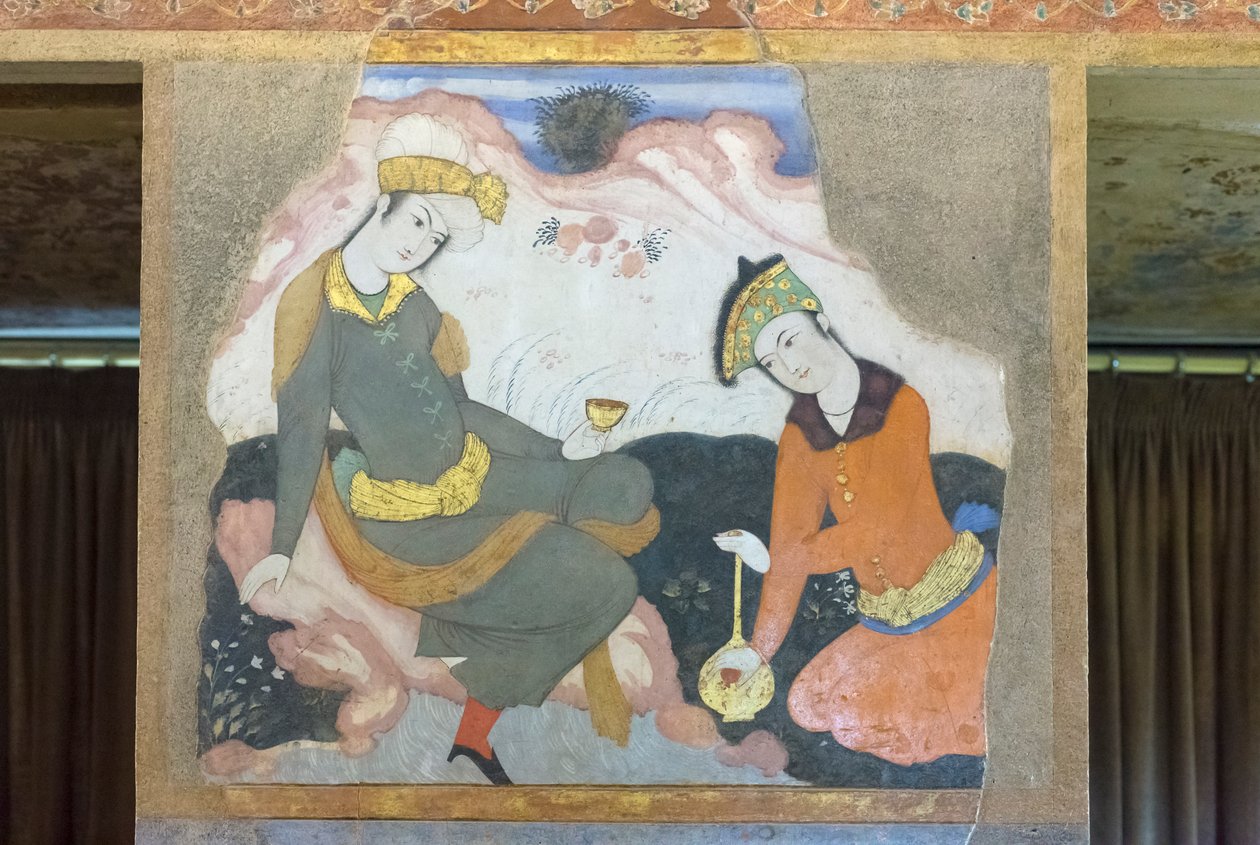 Frissen a Chehel Sotoun Palace-ban, Esfahanban, Iránban alkotó: School Iranian