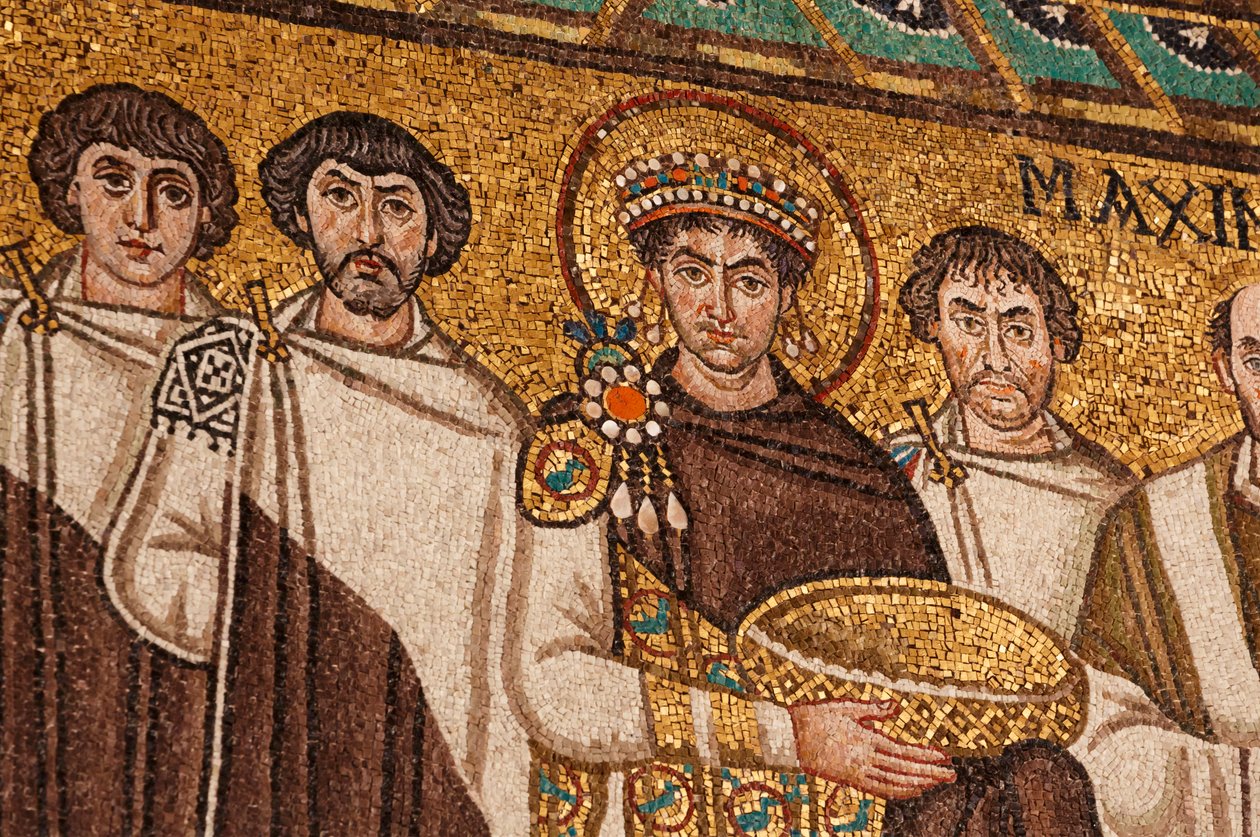 I. Justinianus császár (mozaik) alkotó: School Italian