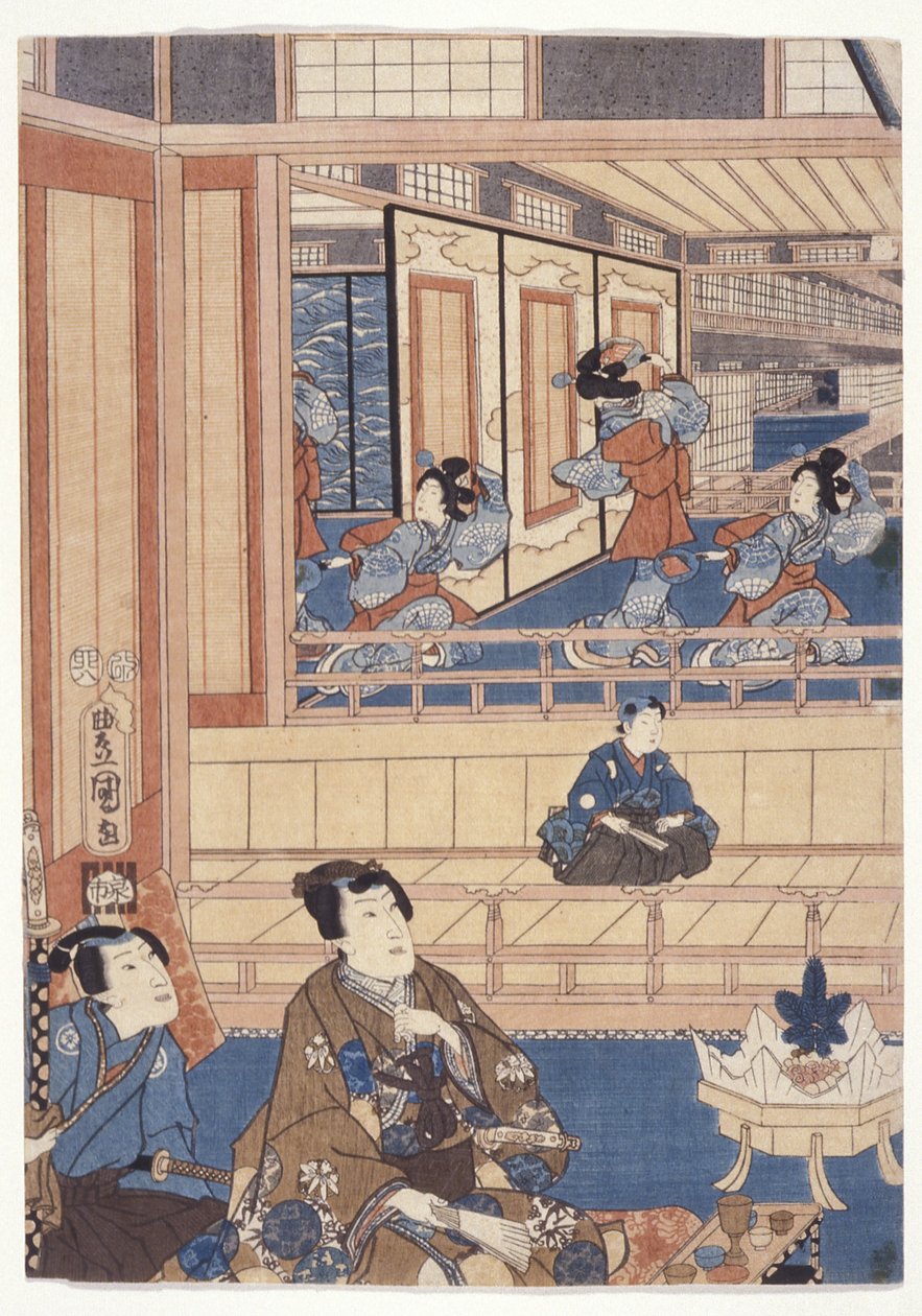 Genji (színes fametszet) alkotó: School Japanese