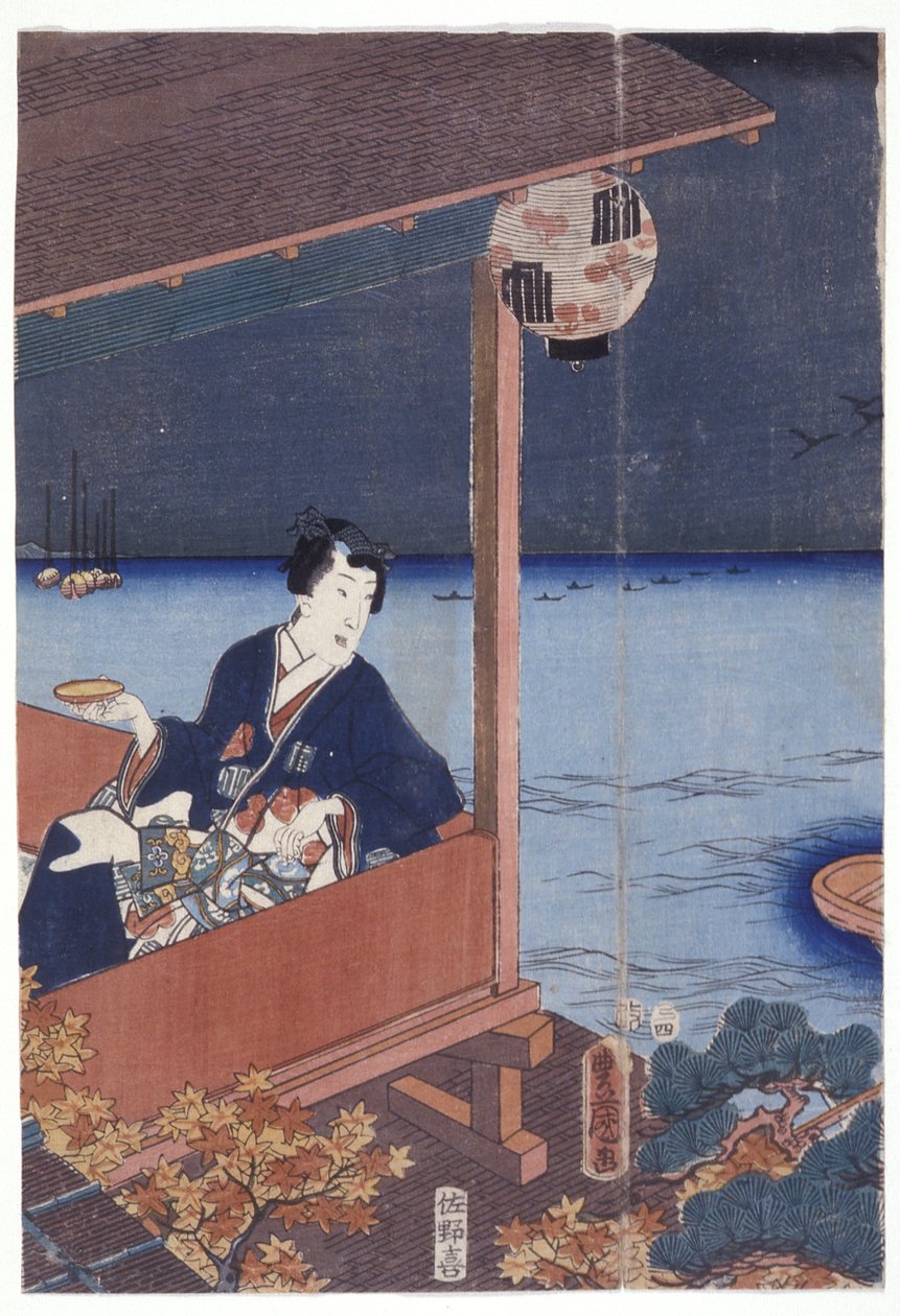 Genji (színes fametszet) alkotó: School Japanese