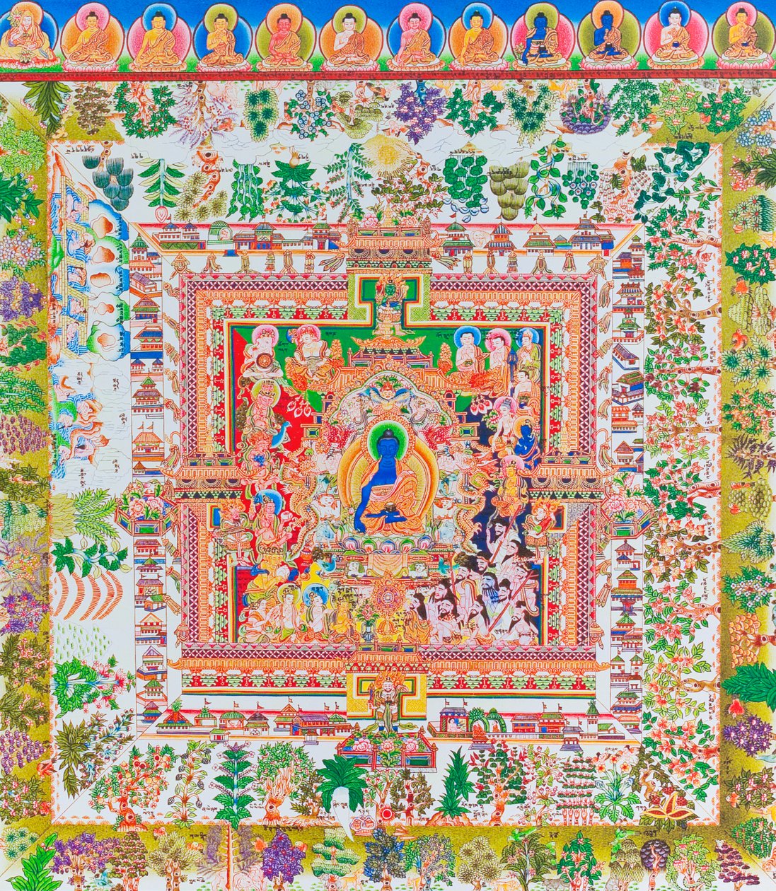 Medicine Buddha Mandala, Nepál (festmény) alkotó: School Nepalese