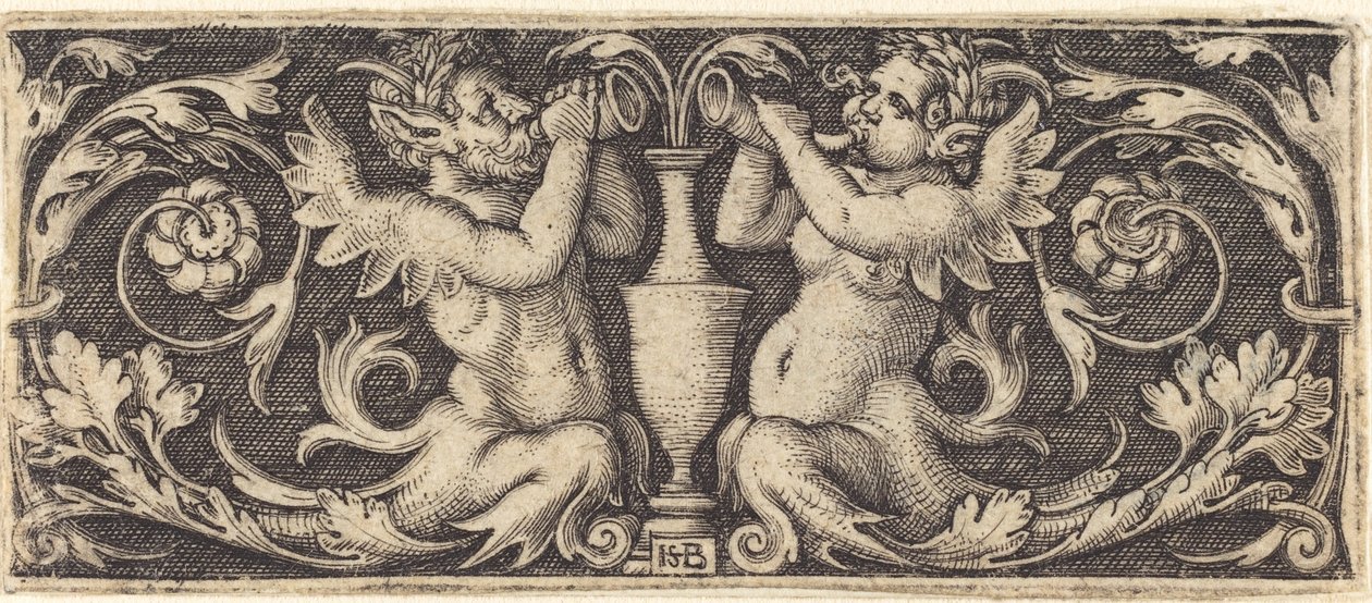 Dísz Tritons, fújó kürtökkel alkotó: Sebald Beham