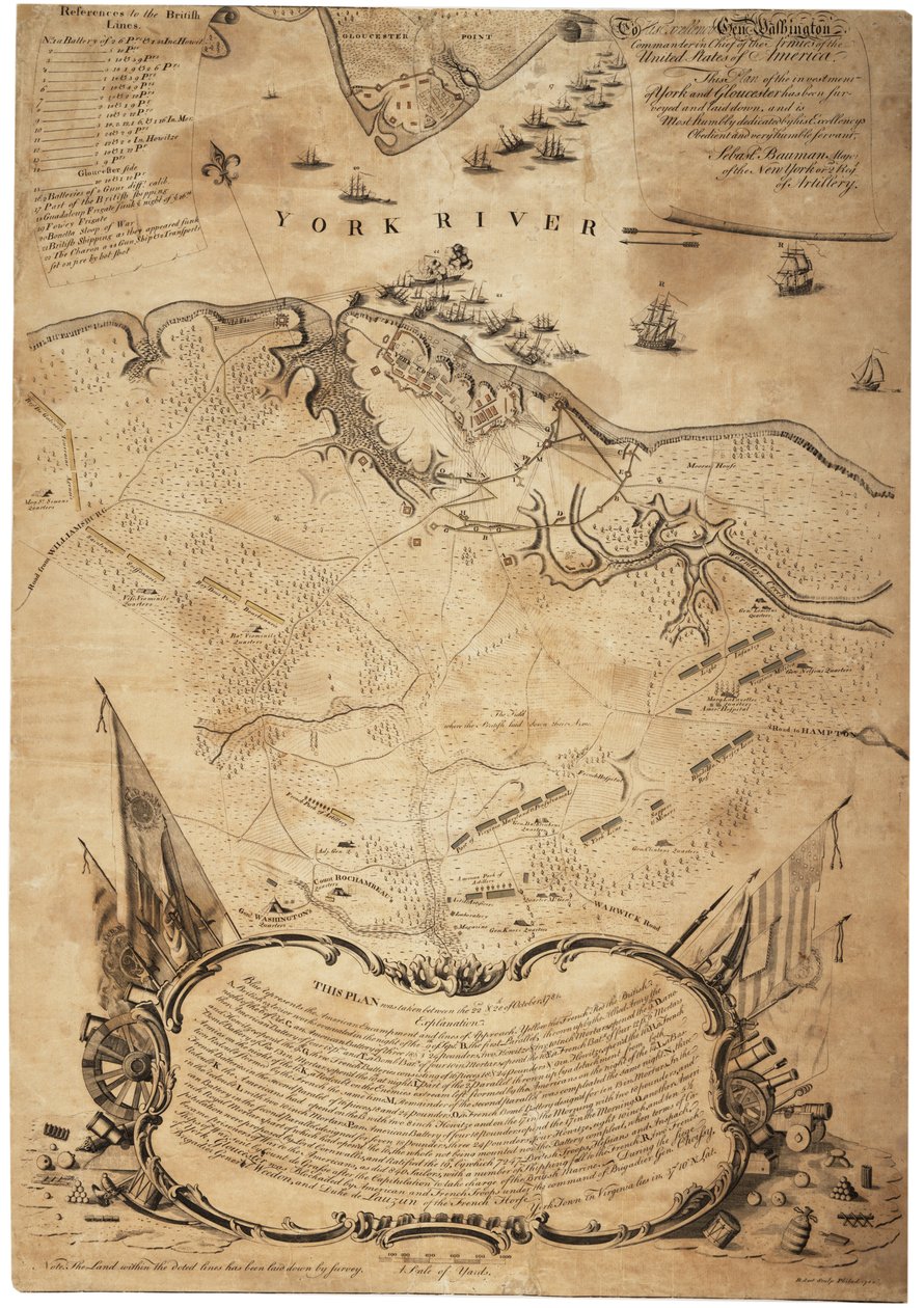 York és Gloucester (Va.) [Yorktown] beruházásának terve, 1782. február alkotó: Sebastian Bauman