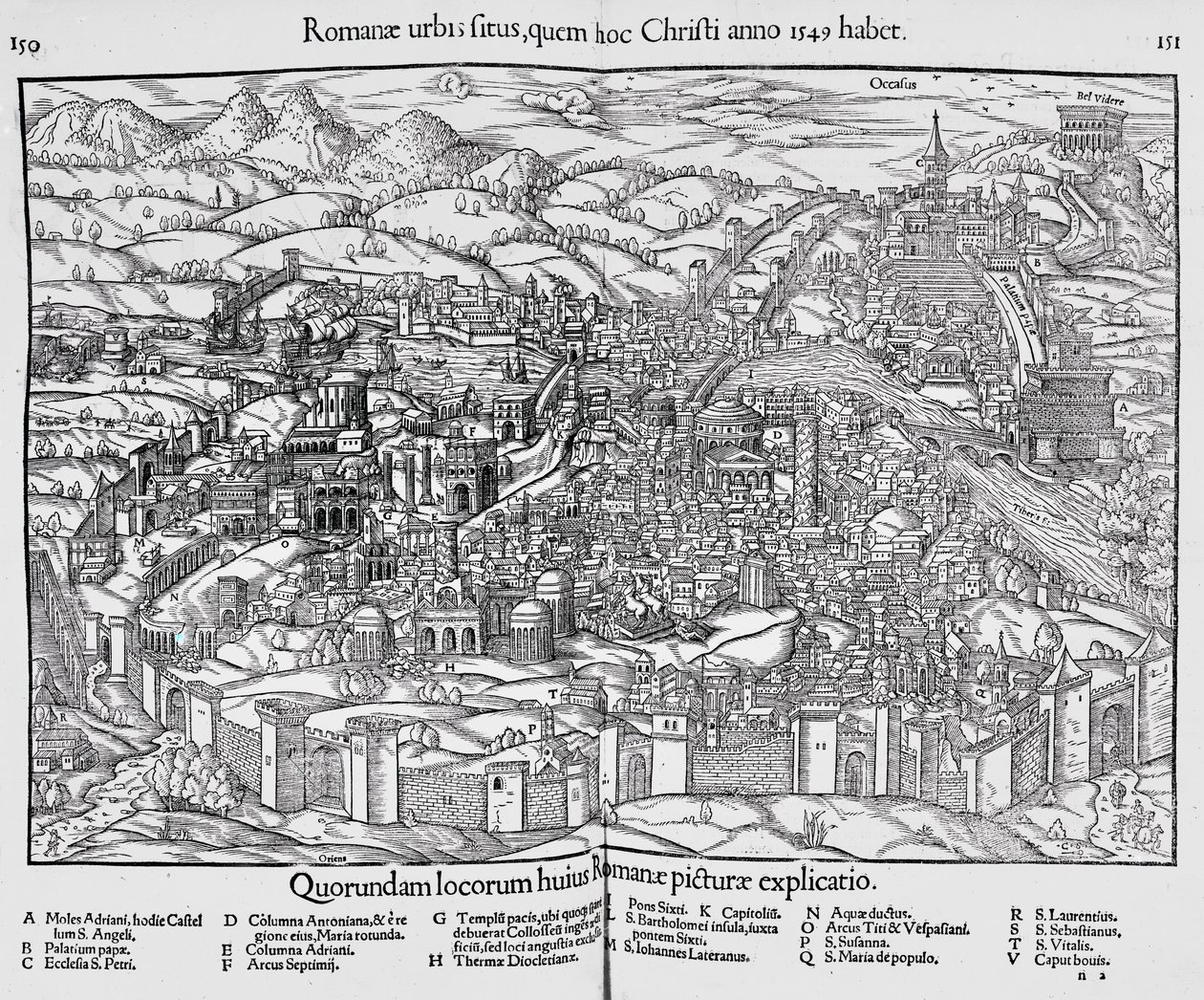 Róma városa, 1550 körül alkotó: Sebastian Munster