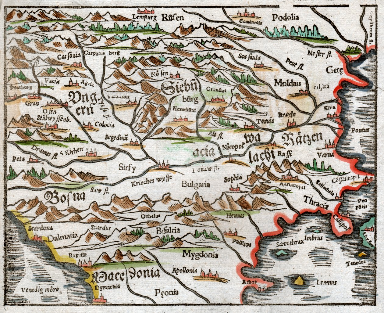 Kelet-Európa és Balkán 1575 alkotó: Sebastian Munster