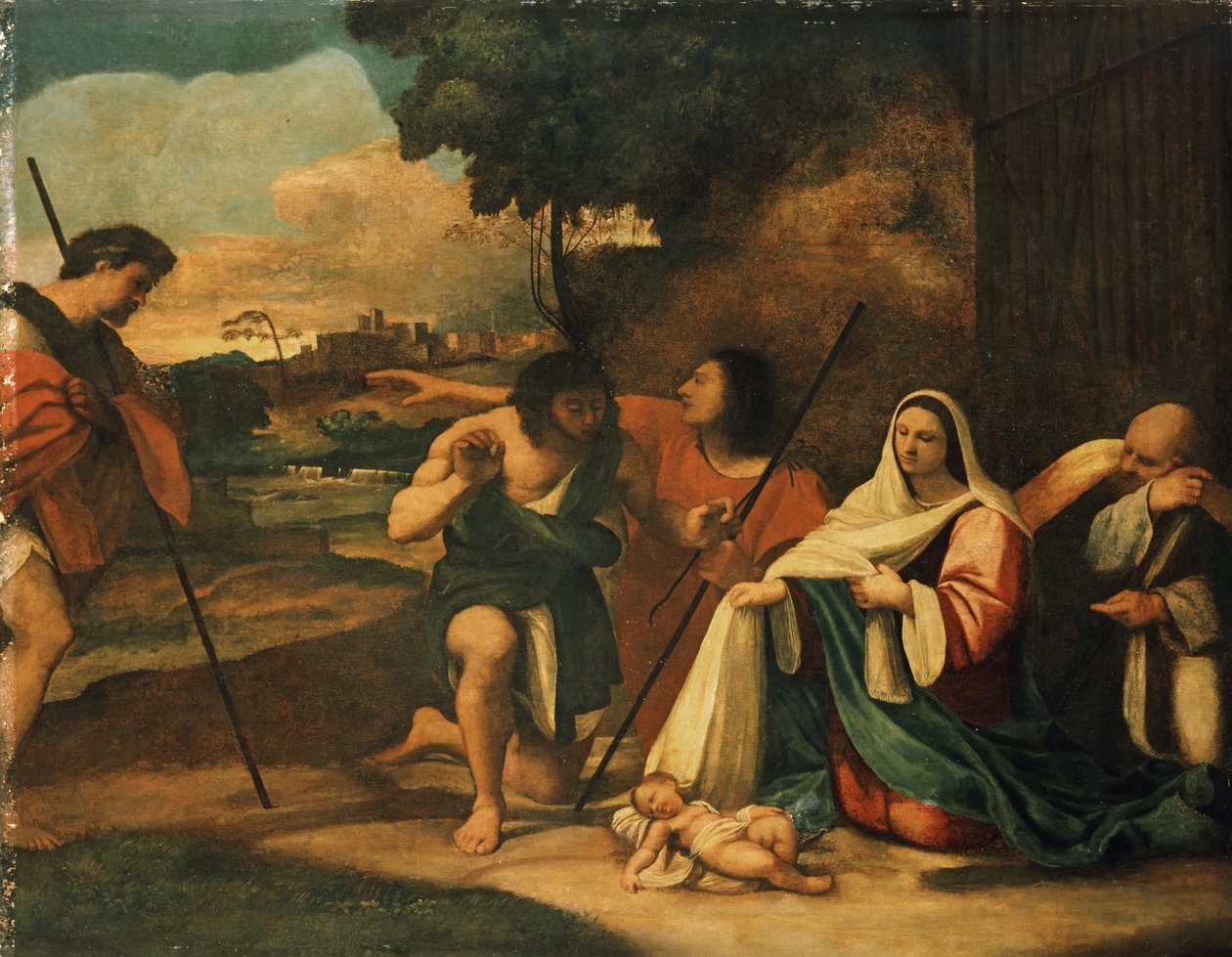 Pásztorok imádása, előkonzerválás, 1510 alkotó: Sebastiano del Piombo