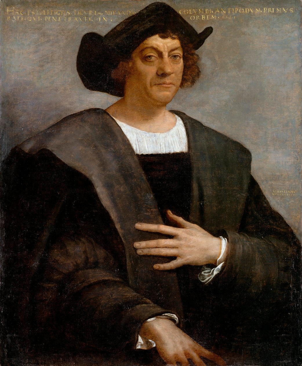 Egy férfi portréja, Kolumbusz Kristófnak mondják alkotó: Sebastiano del Piombo