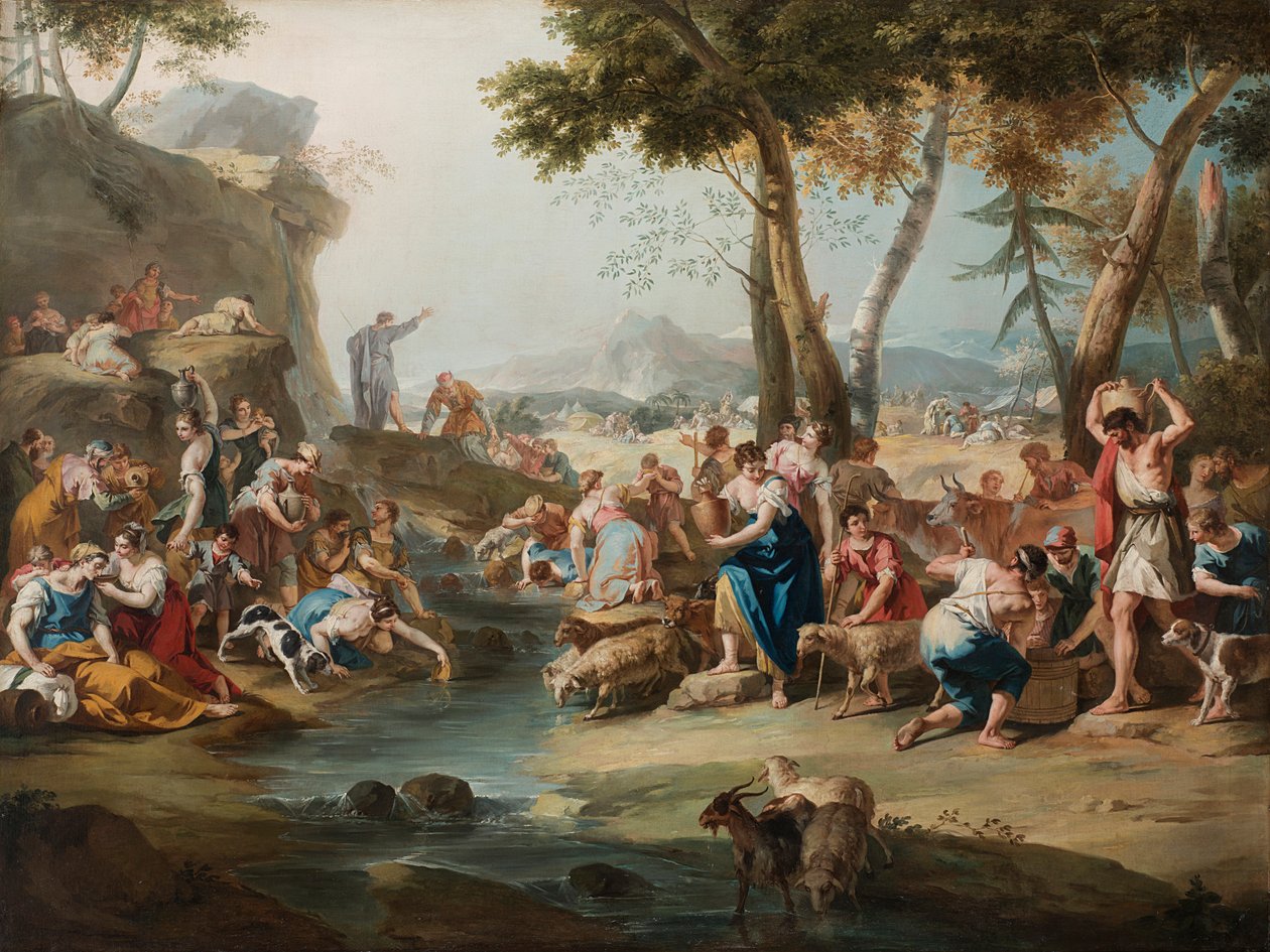 Mózes megüti a sziklát. alkotó: Sebastiano Ricci