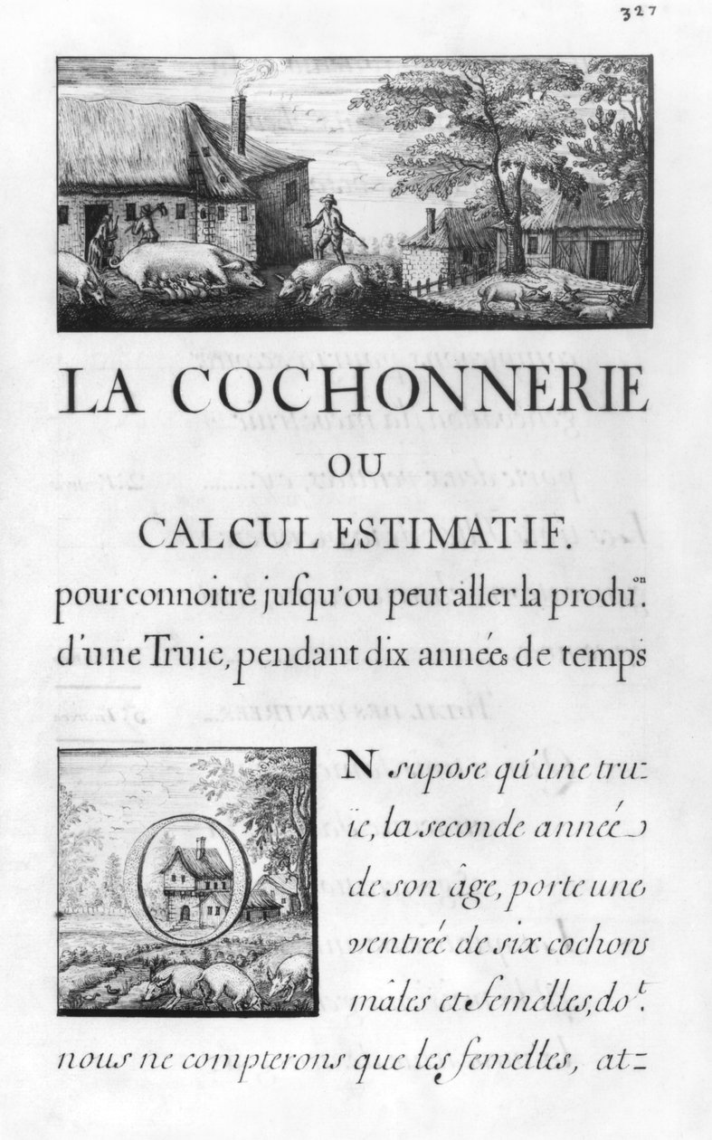 Ms 260 tome IV "La Cochonnerie ou calcul estimatif..." címlapja a "Oisivetes de M. Vauban contenant plusieurs Memoires ou Ramas de sa facon" című kötetből. alkotó: Sebastien Le Prestre de Vauban
